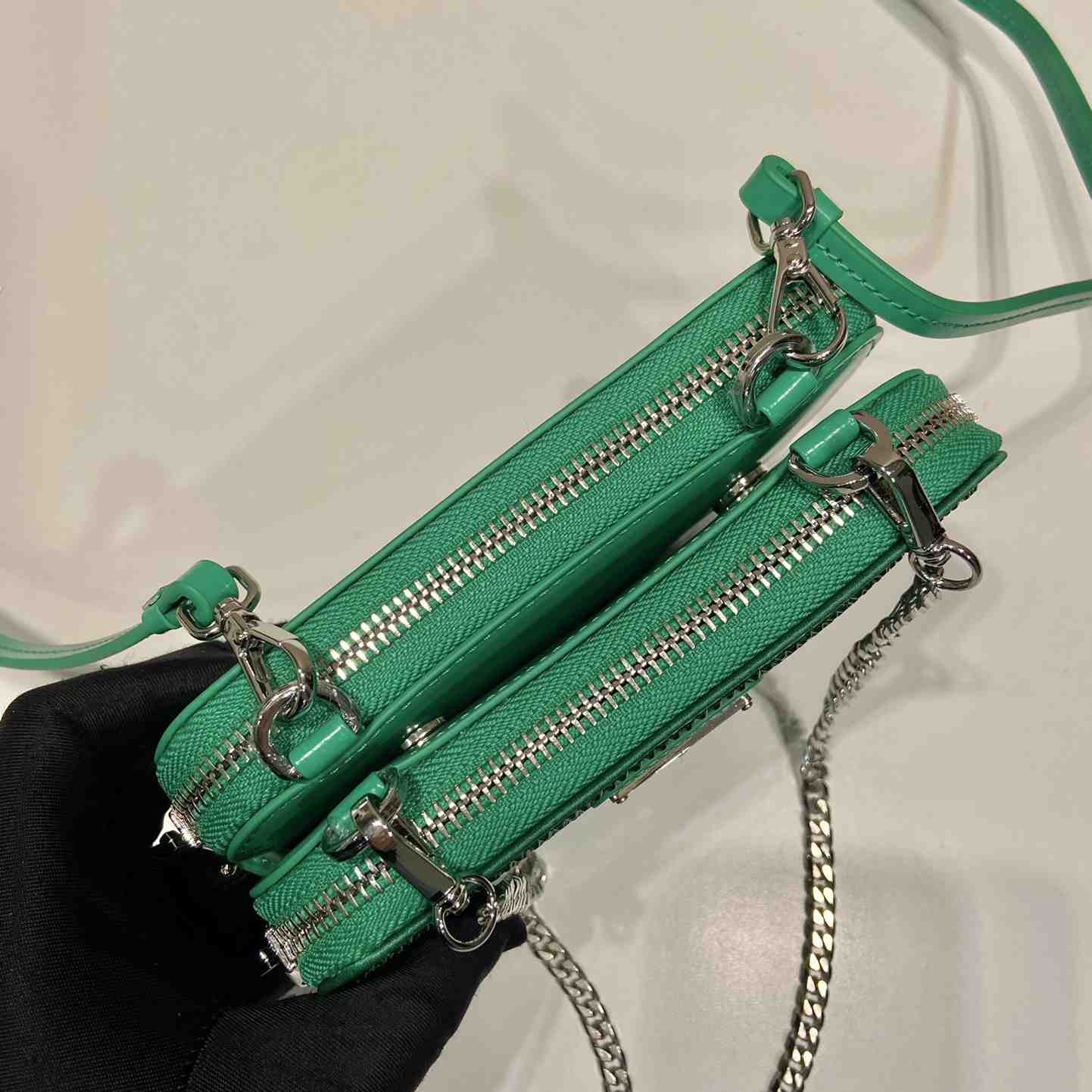 Prada Embellished Satin And Leather Mini-Pouch - PerfectKickZ