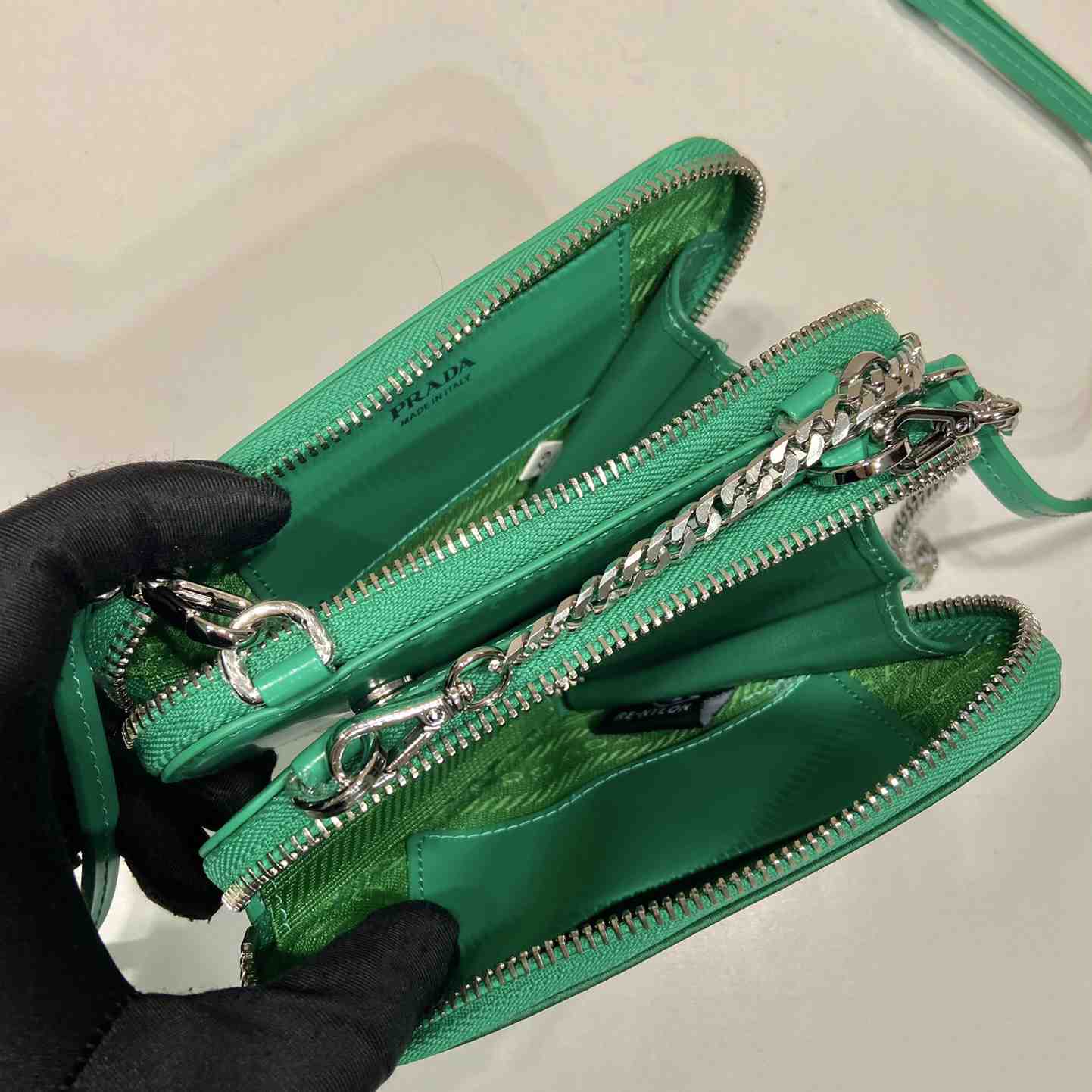 Prada Embellished Satin And Leather Mini-Pouch - PerfectKickZ