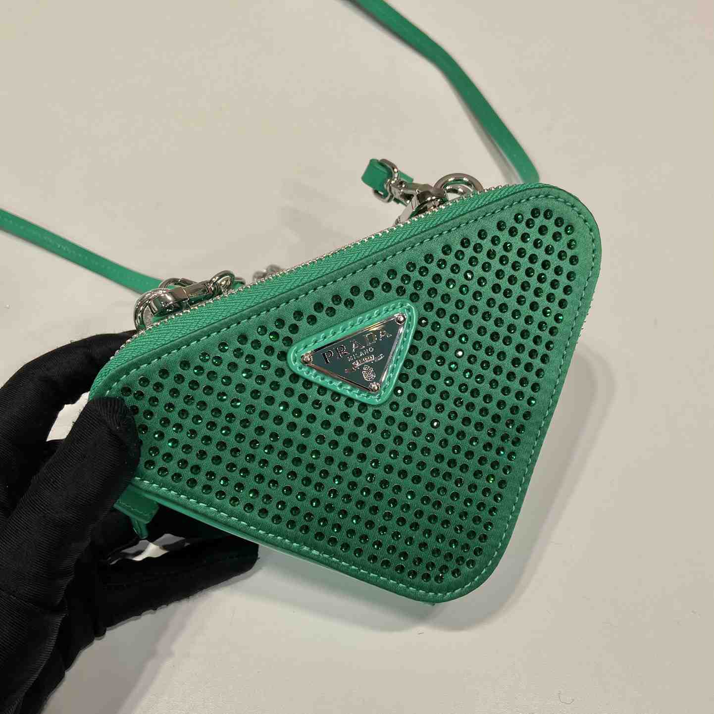 Prada Embellished Satin And Leather Mini-Pouch - PerfectKickZ
