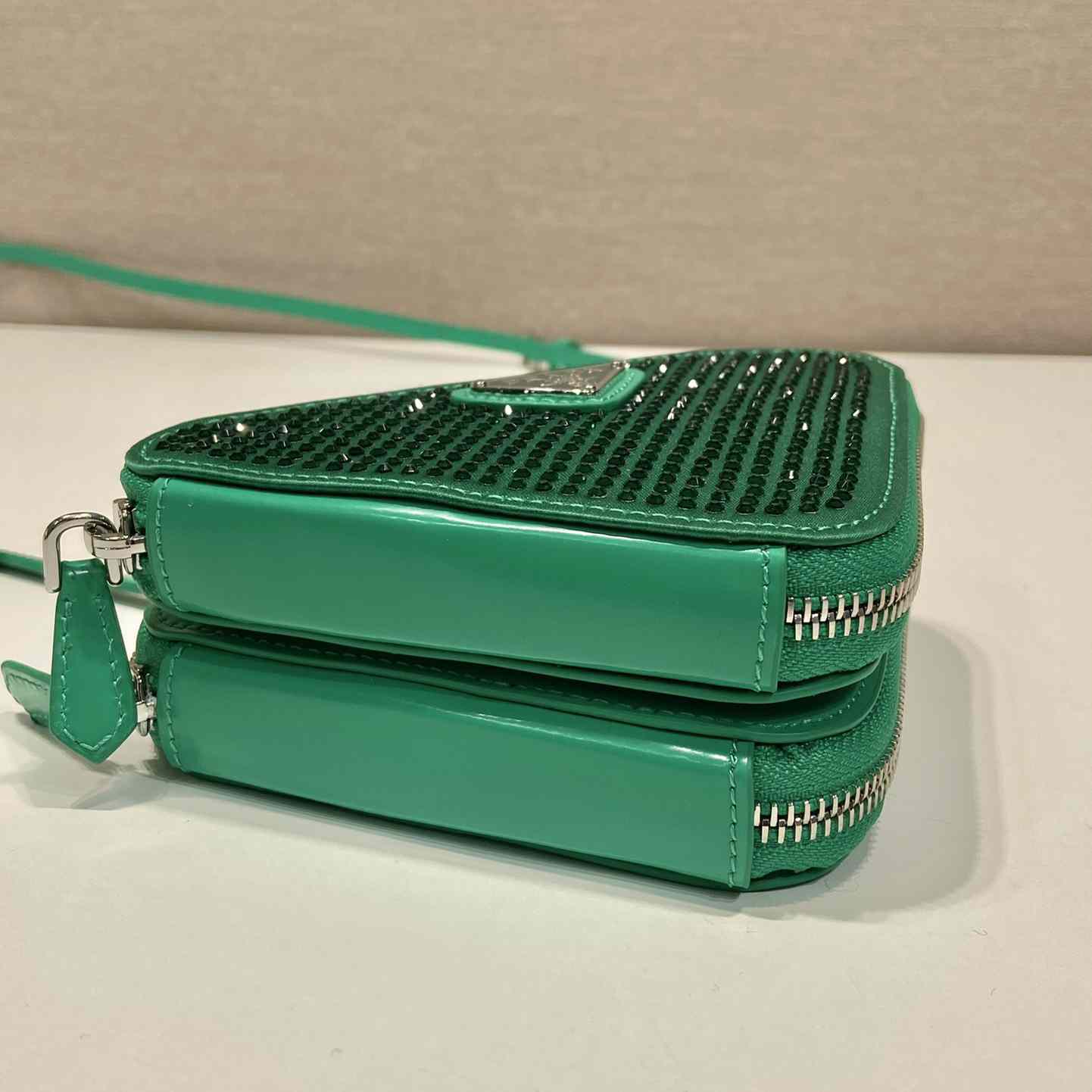 Prada Embellished Satin And Leather Mini-Pouch - PerfectKickZ
