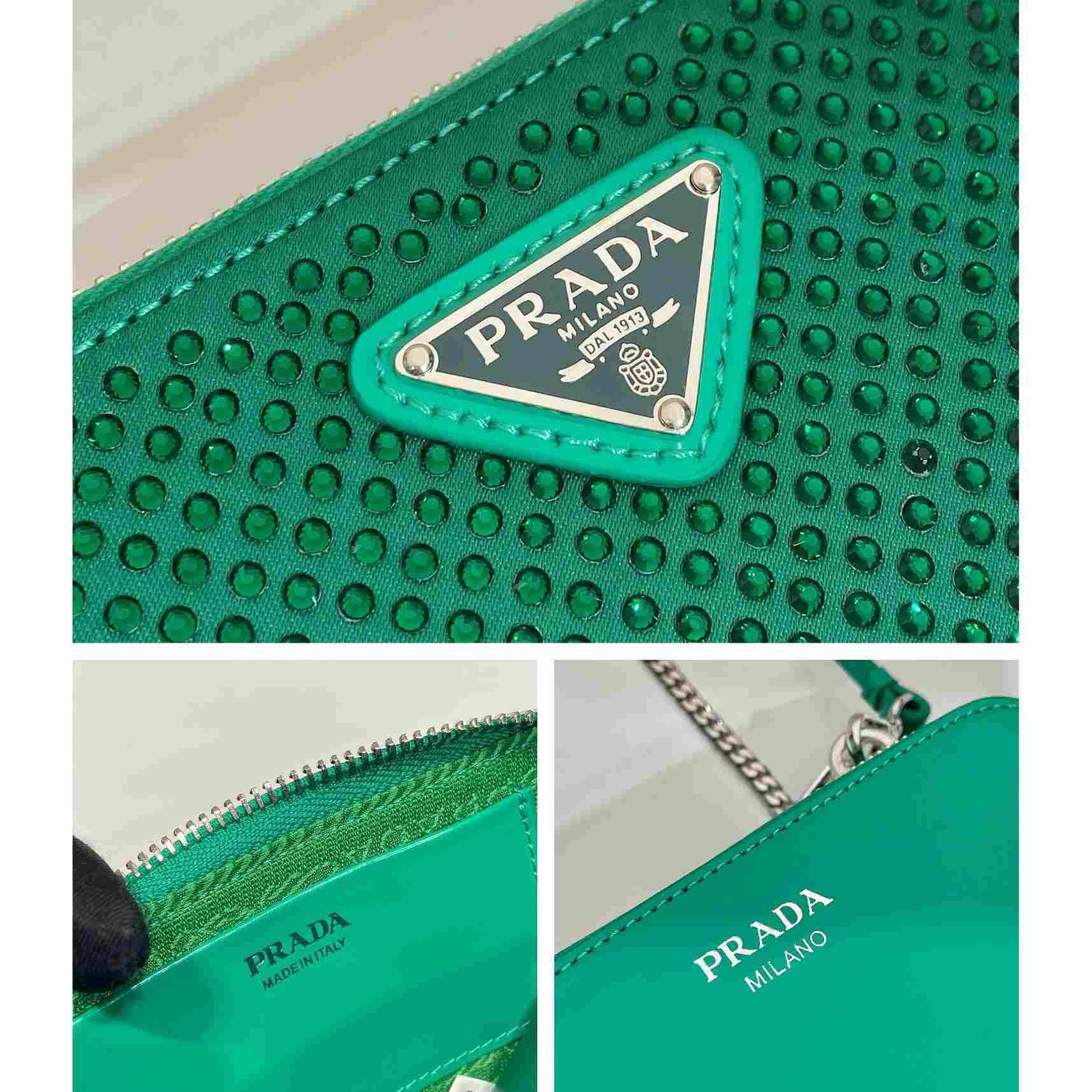 Prada Embellished Satin And Leather Mini-Pouch - PerfectKickZ