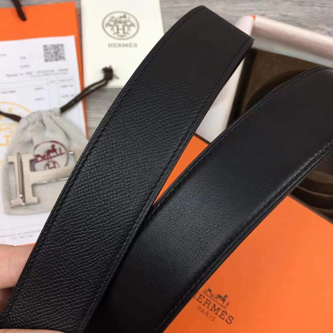 Hermes Black Leather Belt - PerfectKickZ