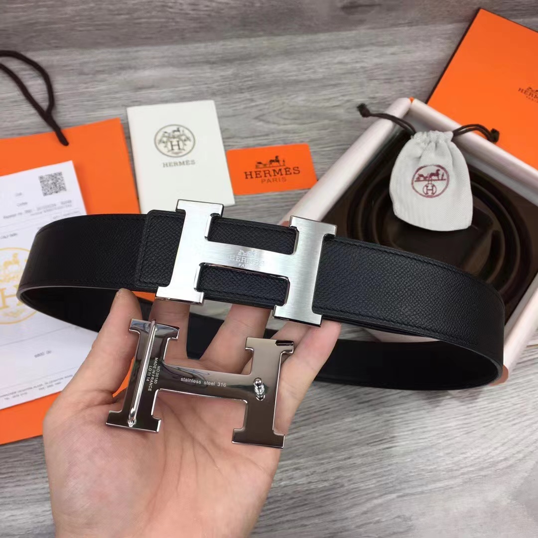 Hermes Black Leather Belt - PerfectKickZ