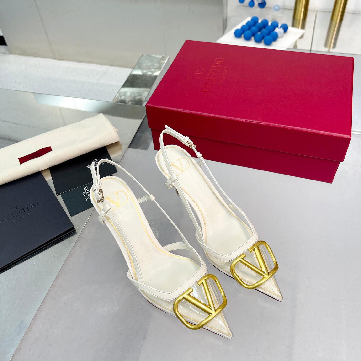 Valenti VLogo Signature Slingback Pump In Transparent Polymer Material  80MM - PerfectKickZ