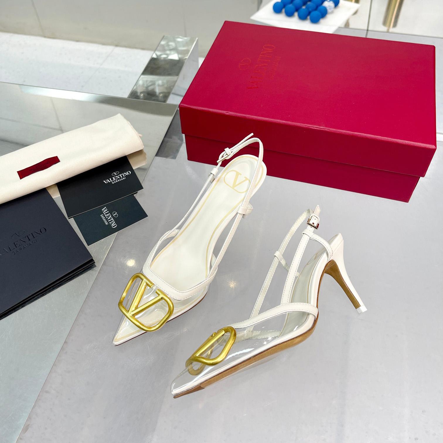 Valenti VLogo Signature Slingback Pump In Transparent Polymer Material  80MM - PerfectKickZ
