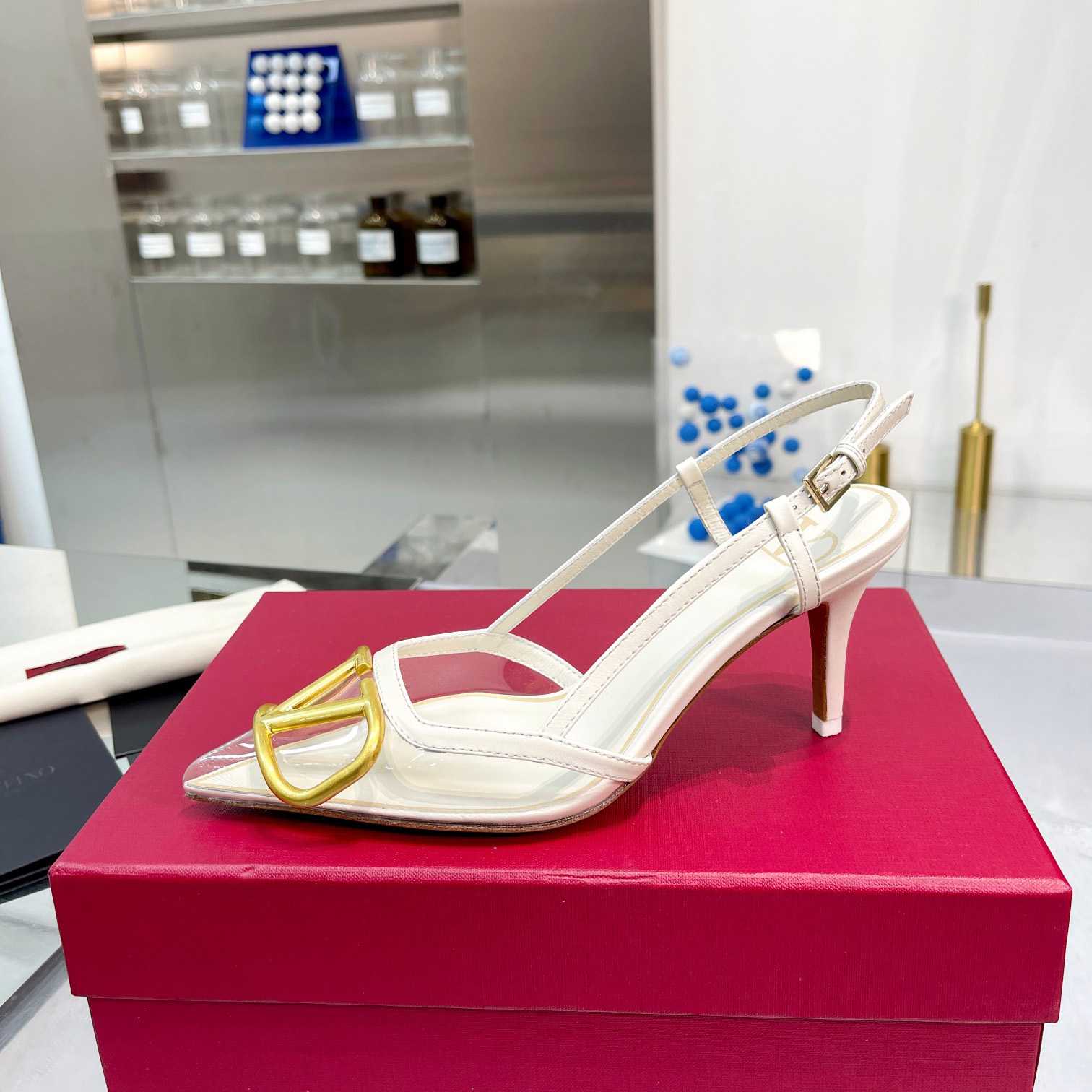 Valenti VLogo Signature Slingback Pump In Transparent Polymer Material  80MM - PerfectKickZ