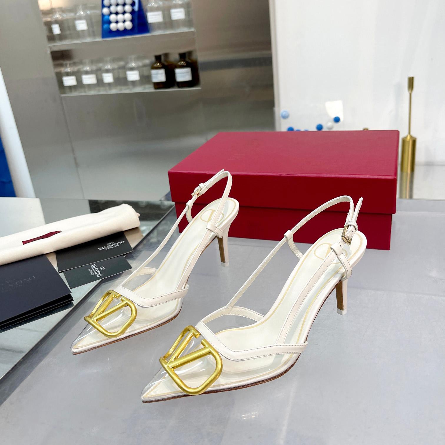 Valenti VLogo Signature Slingback Pump In Transparent Polymer Material  80MM - PerfectKickZ
