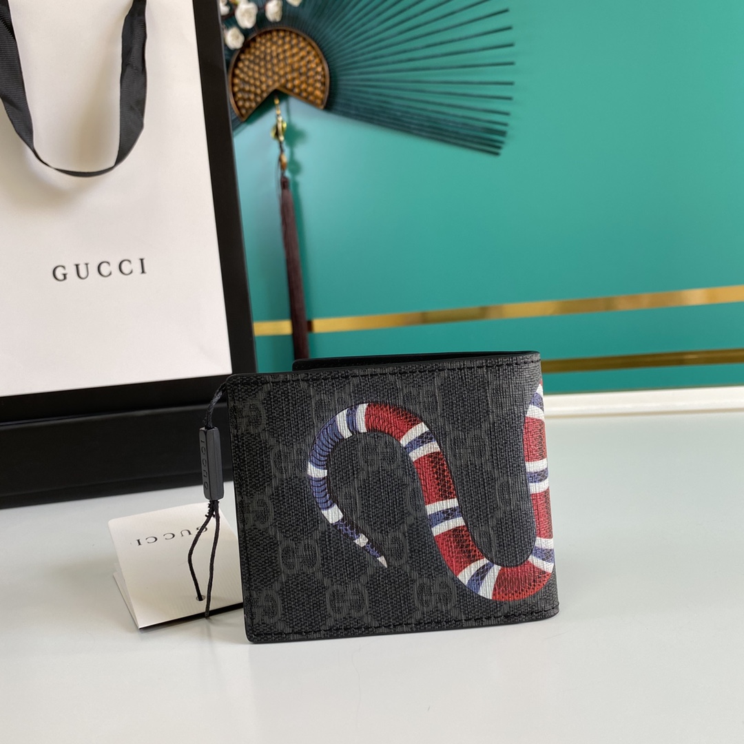 Gucci Kingsnake Print GG Supreme Wallet(11-9-1.5cm)    - PerfectKickZ