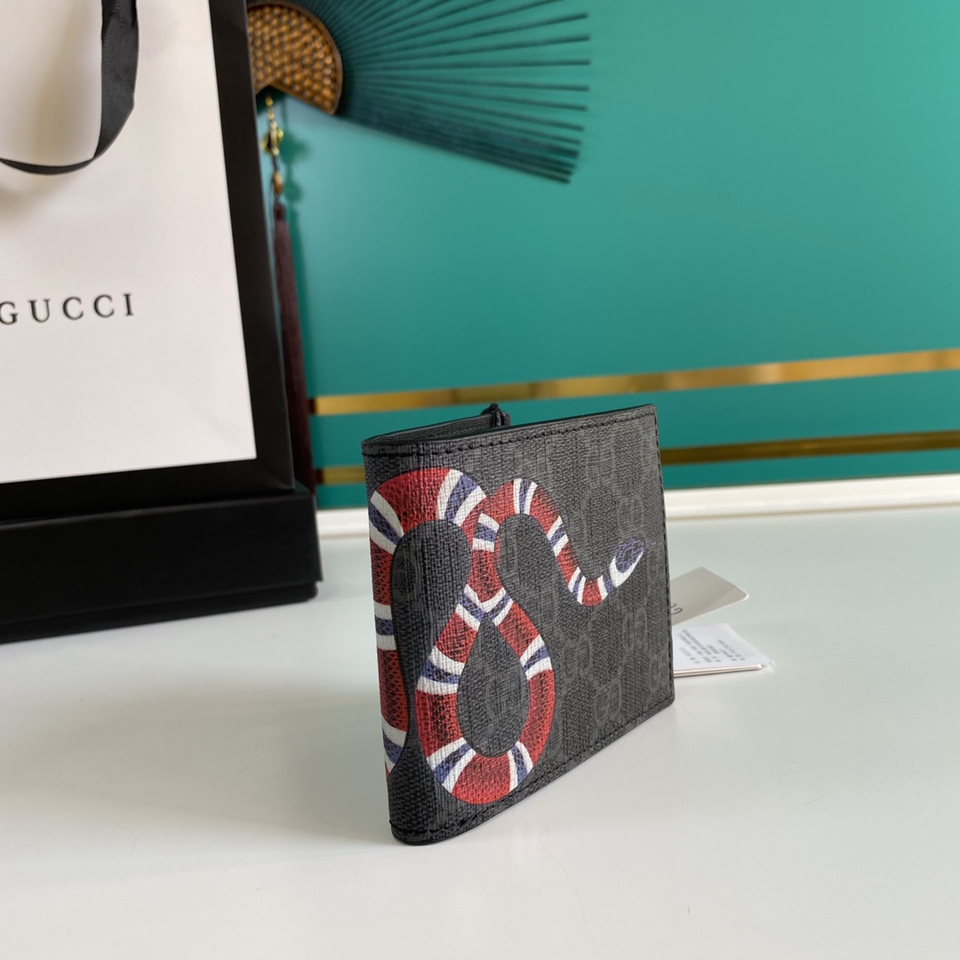 Gucci Kingsnake Print GG Supreme Wallet(11-9-1.5cm)    - PerfectKickZ