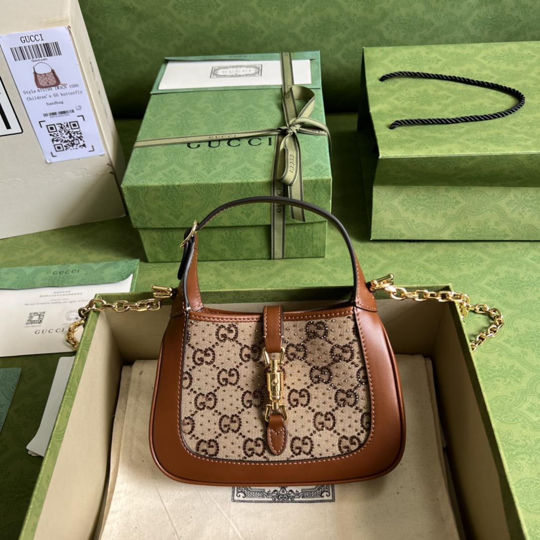 Gucci Jackie 1961 Crystal GG Mini Shoulder Bag(19x13x13cm)   - PerfectKickZ