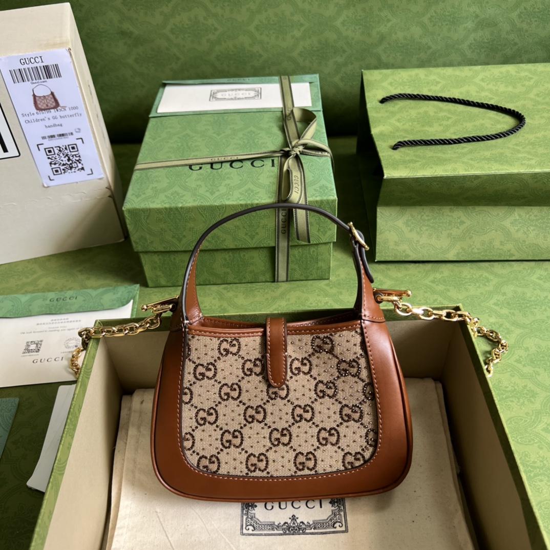 Gucci Jackie 1961 Crystal GG Mini Shoulder Bag(19x13x13cm)   - 