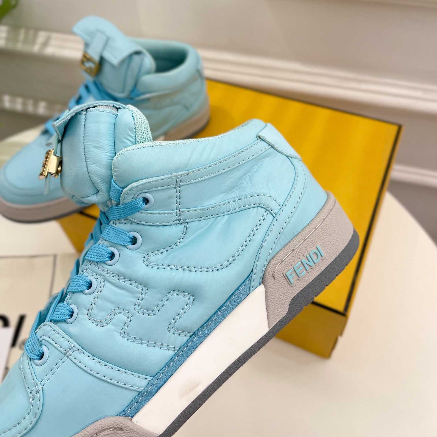 Fendi Match Turquoise Nylon High-Tops Sneaker - PerfectKickZ