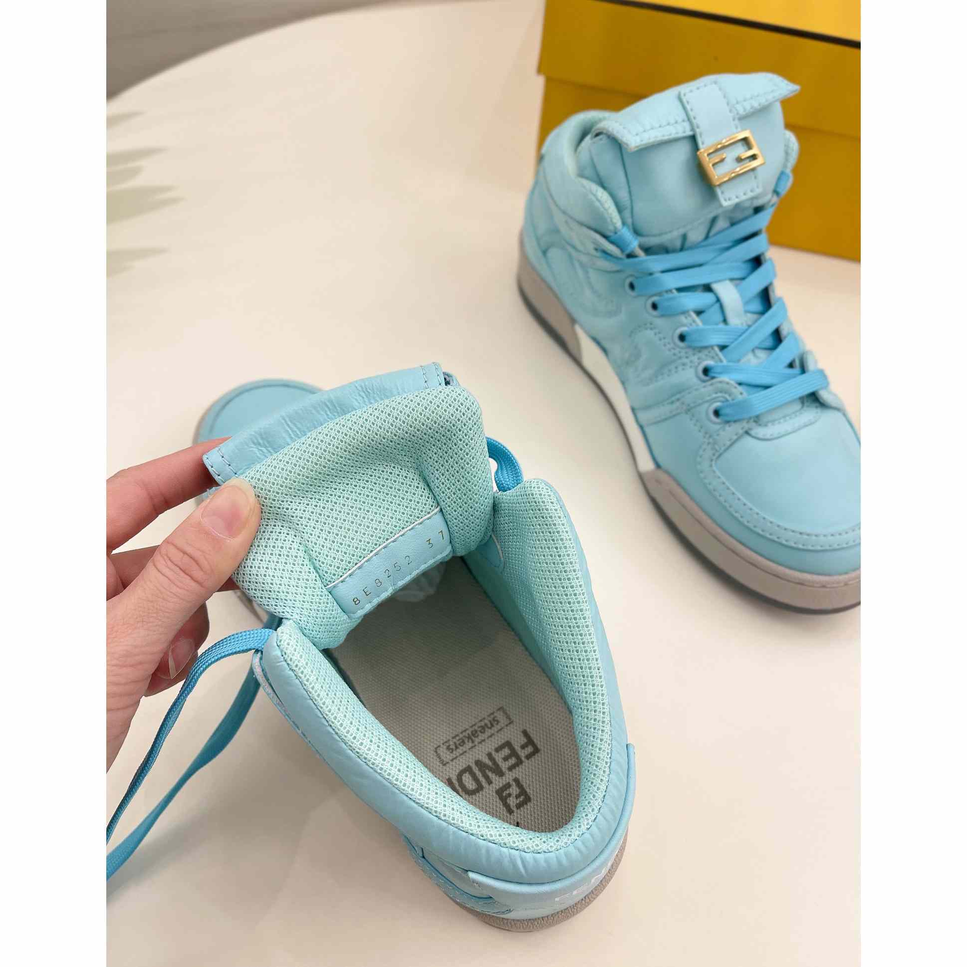 Fendi Match Turquoise Nylon High-Tops Sneaker - PerfectKickZ