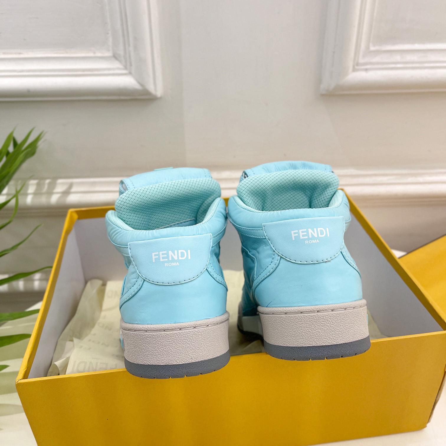 Fendi Match Turquoise Nylon High-Tops Sneaker - PerfectKickZ
