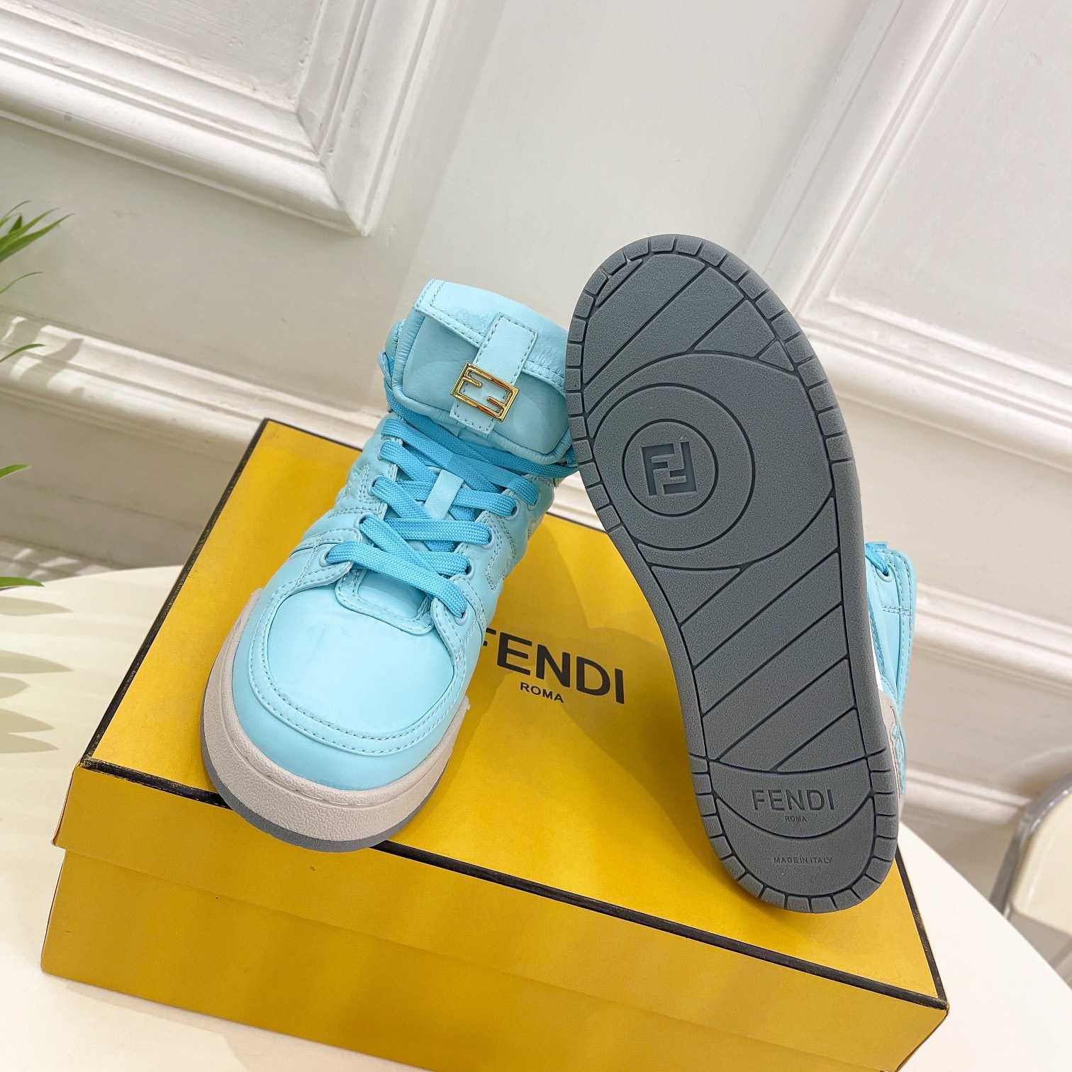Fendi Match Turquoise Nylon High-Tops Sneaker - PerfectKickZ