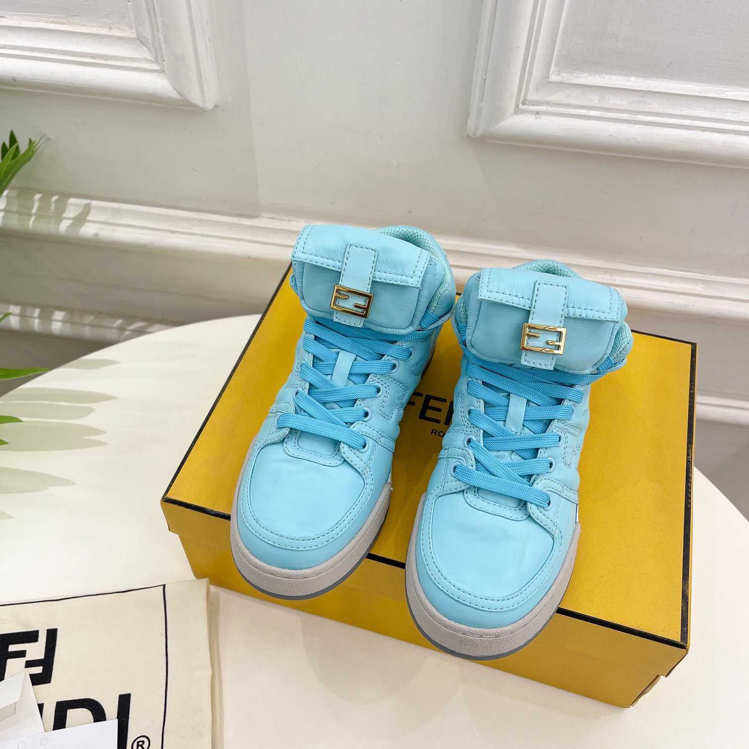 Fendi Match Turquoise Nylon High-Tops Sneaker - PerfectKickZ