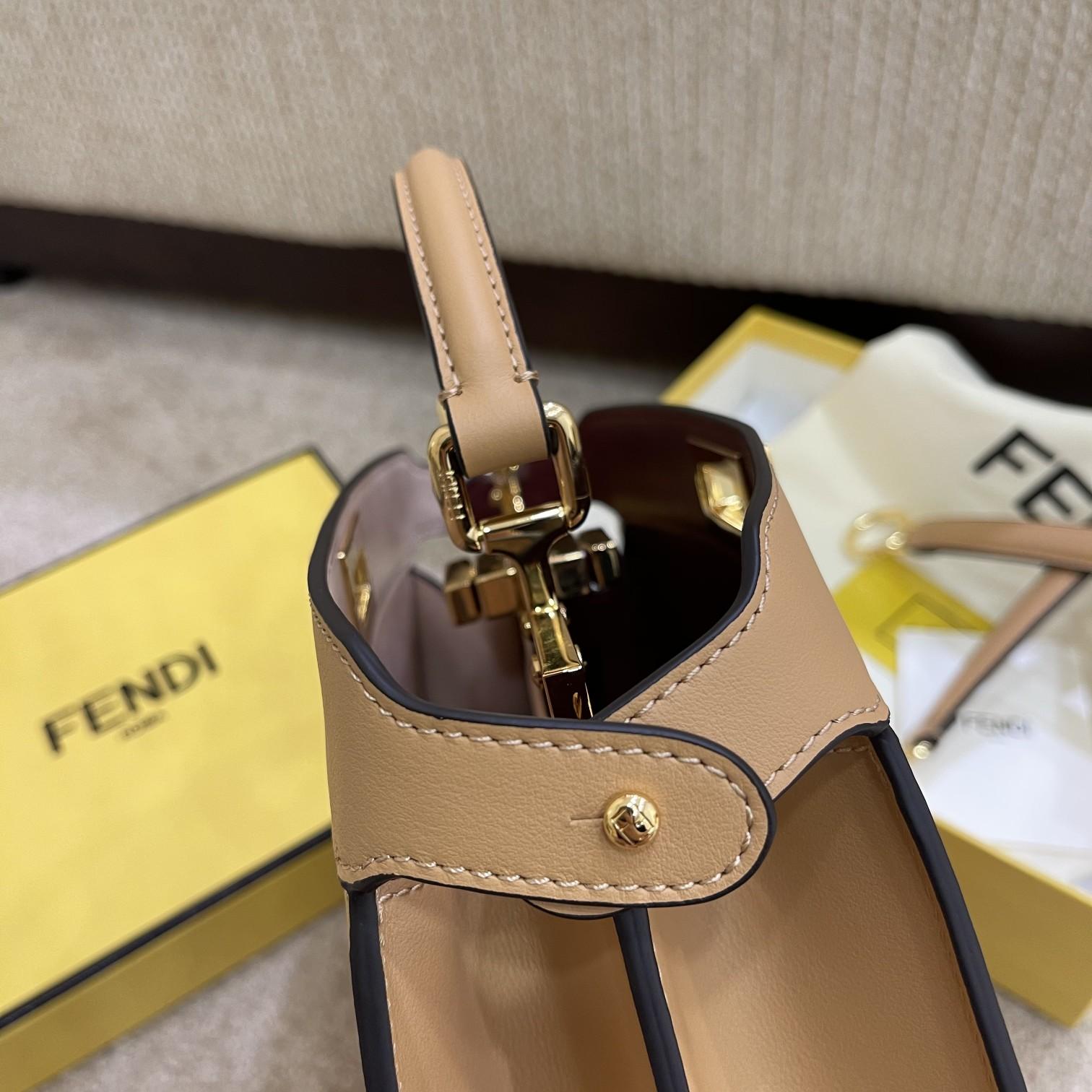 Fendi Peekaboo Iseeu Small Beige Leather Bag - PerfectKickZ