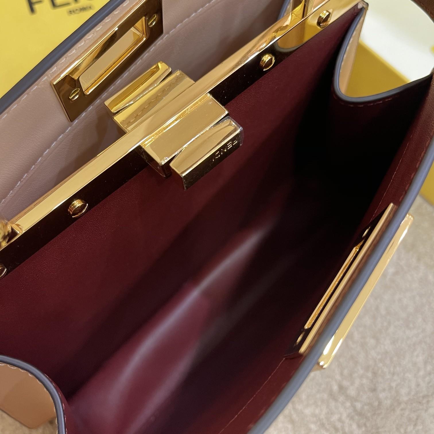 Fendi Peekaboo Iseeu Small Beige Leather Bag - PerfectKickZ