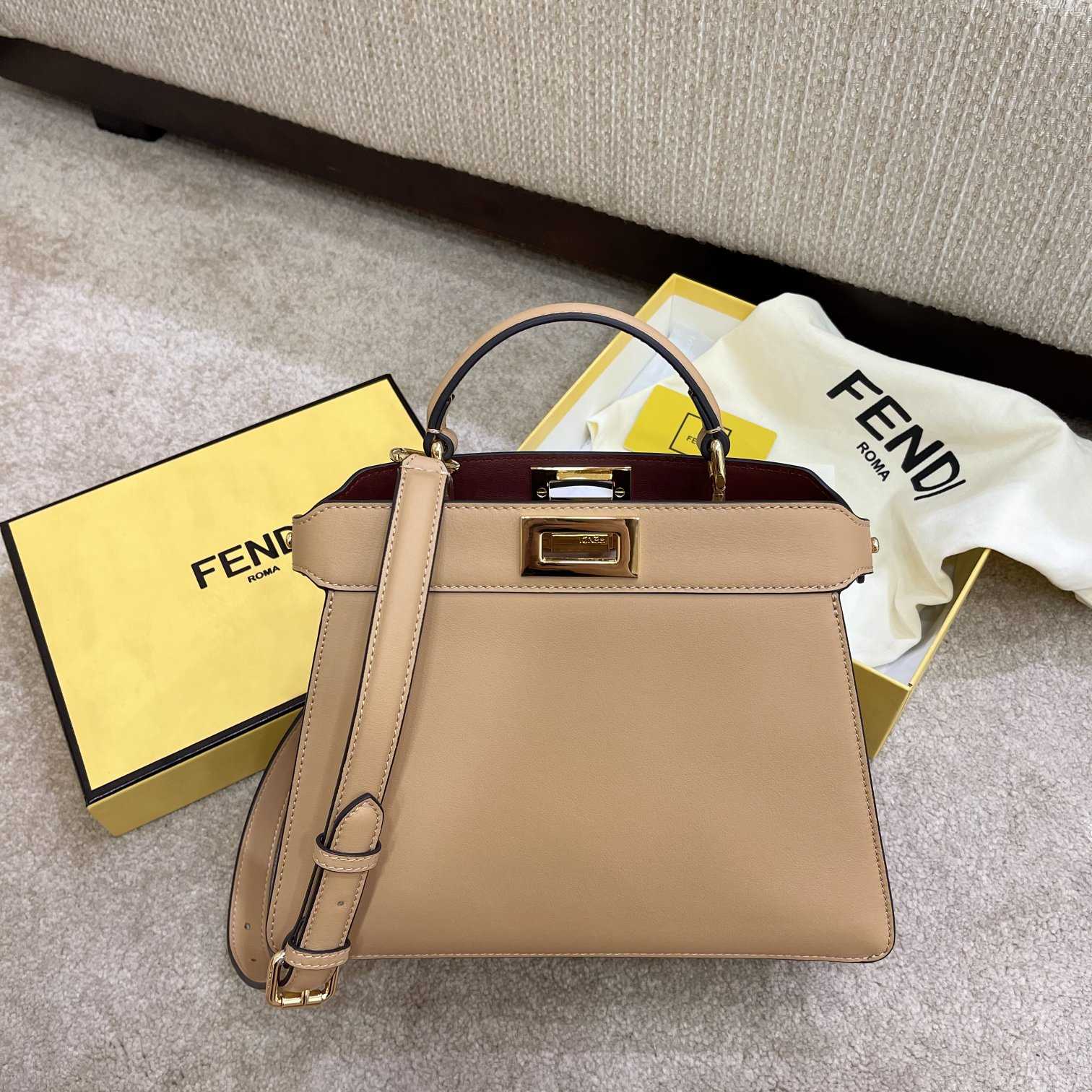 Fendi Peekaboo Iseeu Small Beige Leather Bag - PerfectKickZ