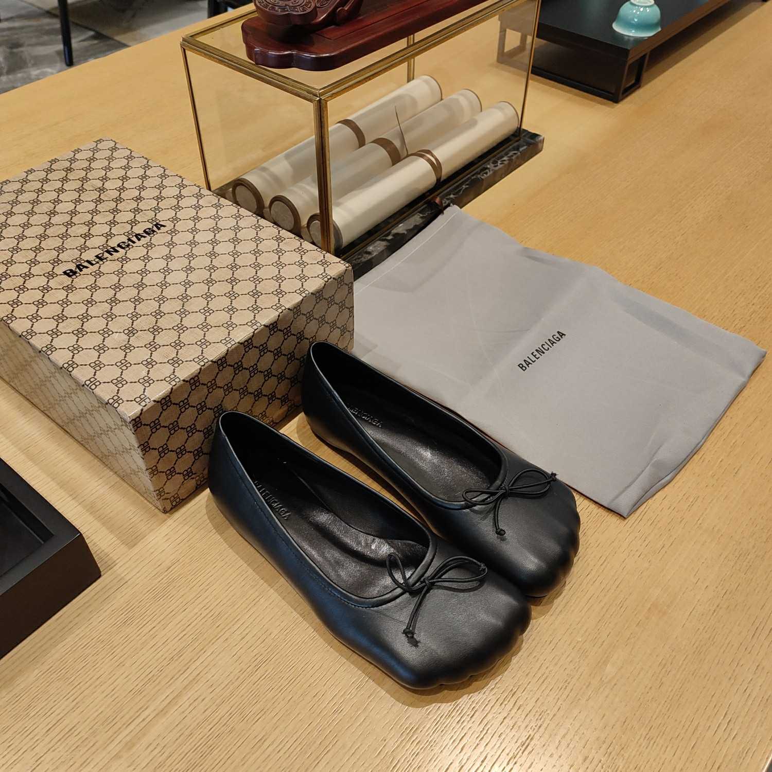 Balenciaga Women's Black Fetish Ballerina Flats - PerfectKickZ