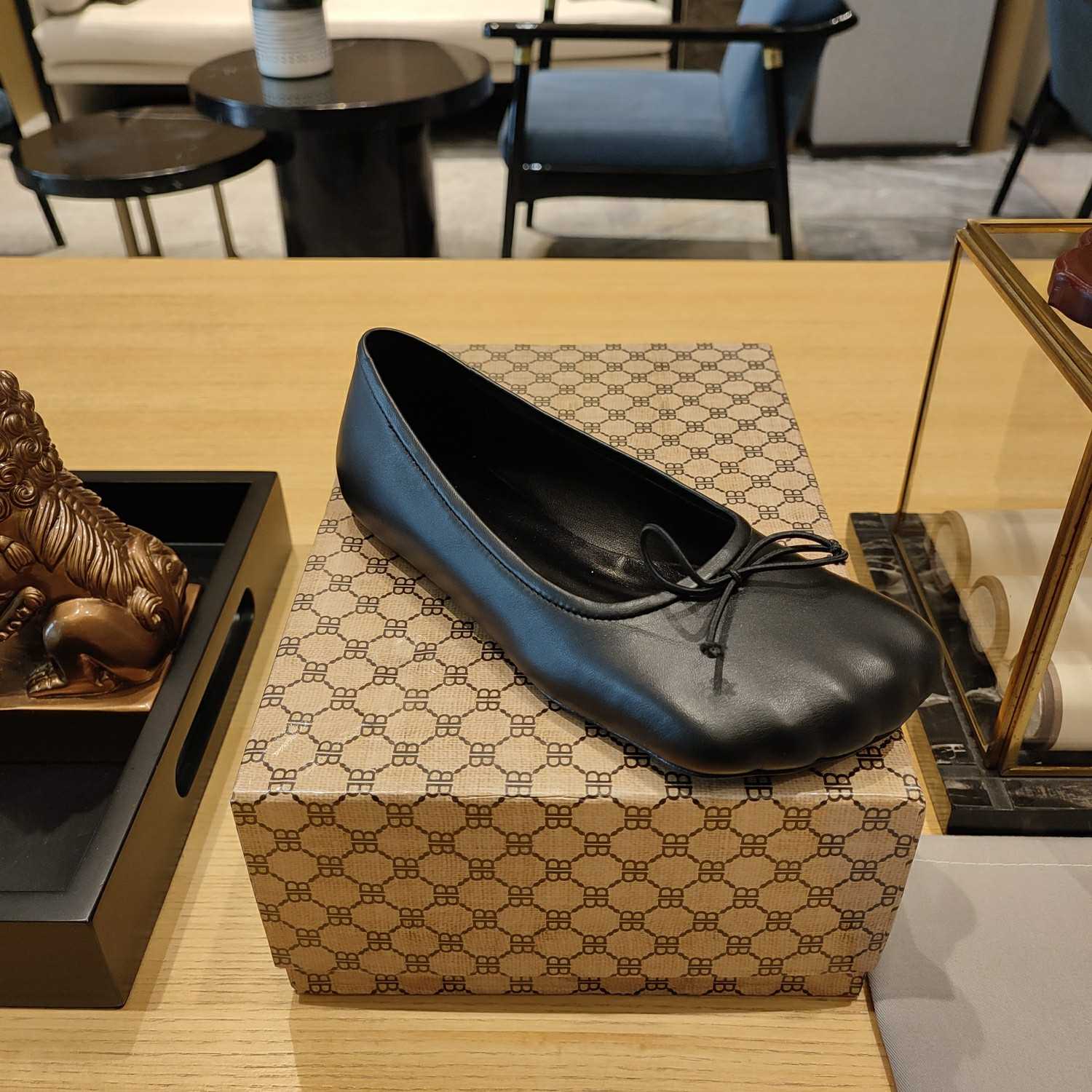 Balenciaga Women's Black Fetish Ballerina Flats - PerfectKickZ