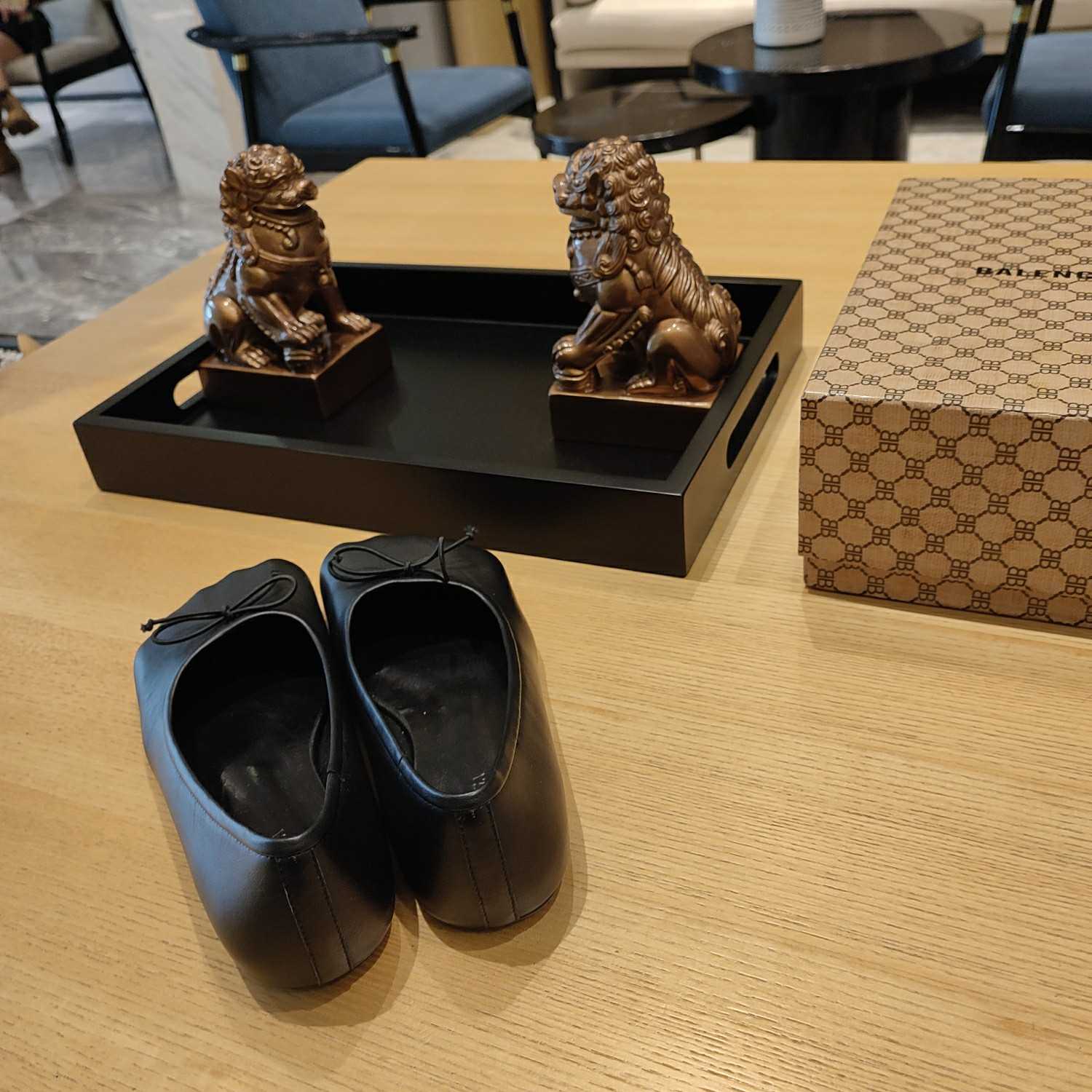 Balenciaga Women's Black Fetish Ballerina Flats - PerfectKickZ