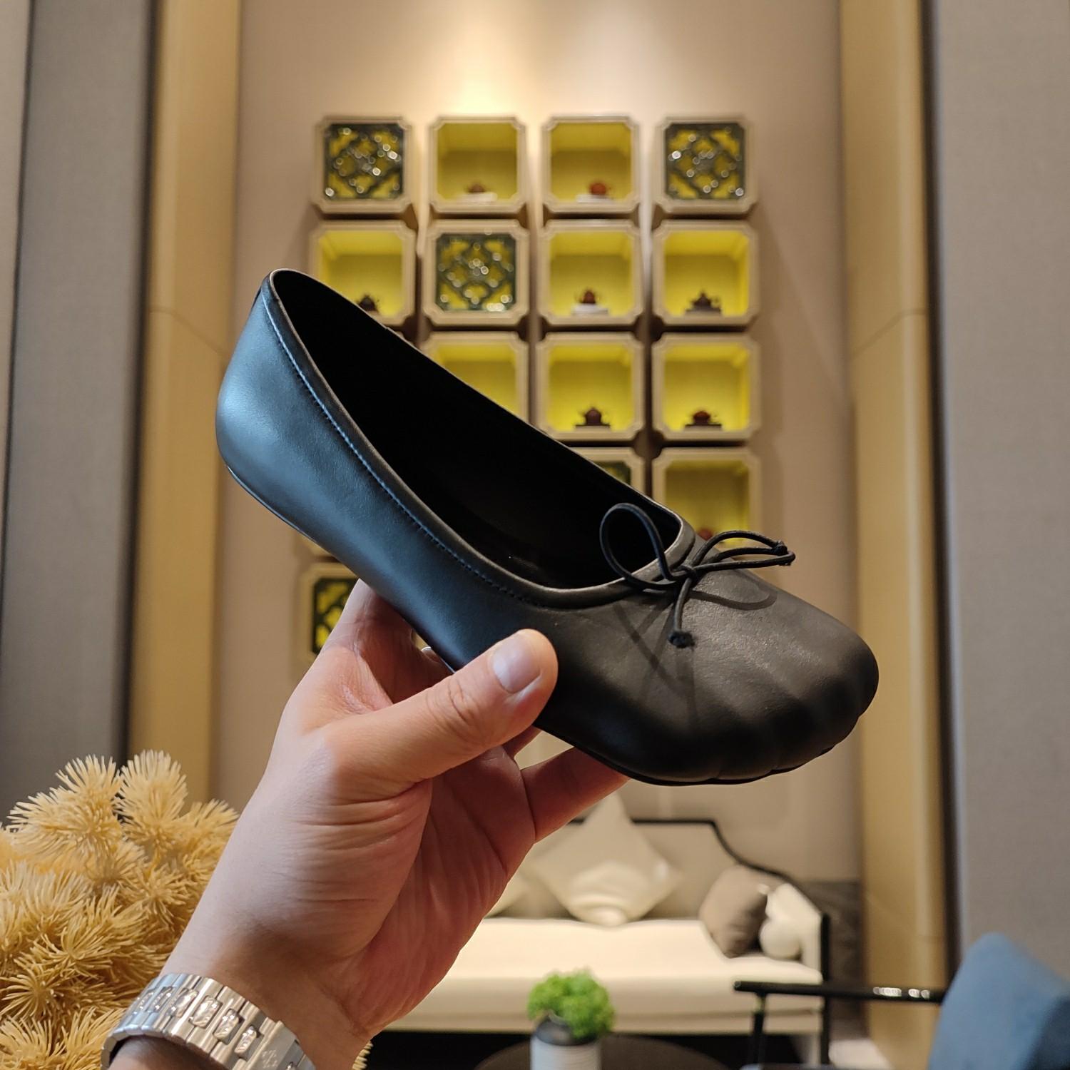Balenciaga Women's Black Fetish Ballerina Flats - PerfectKickZ