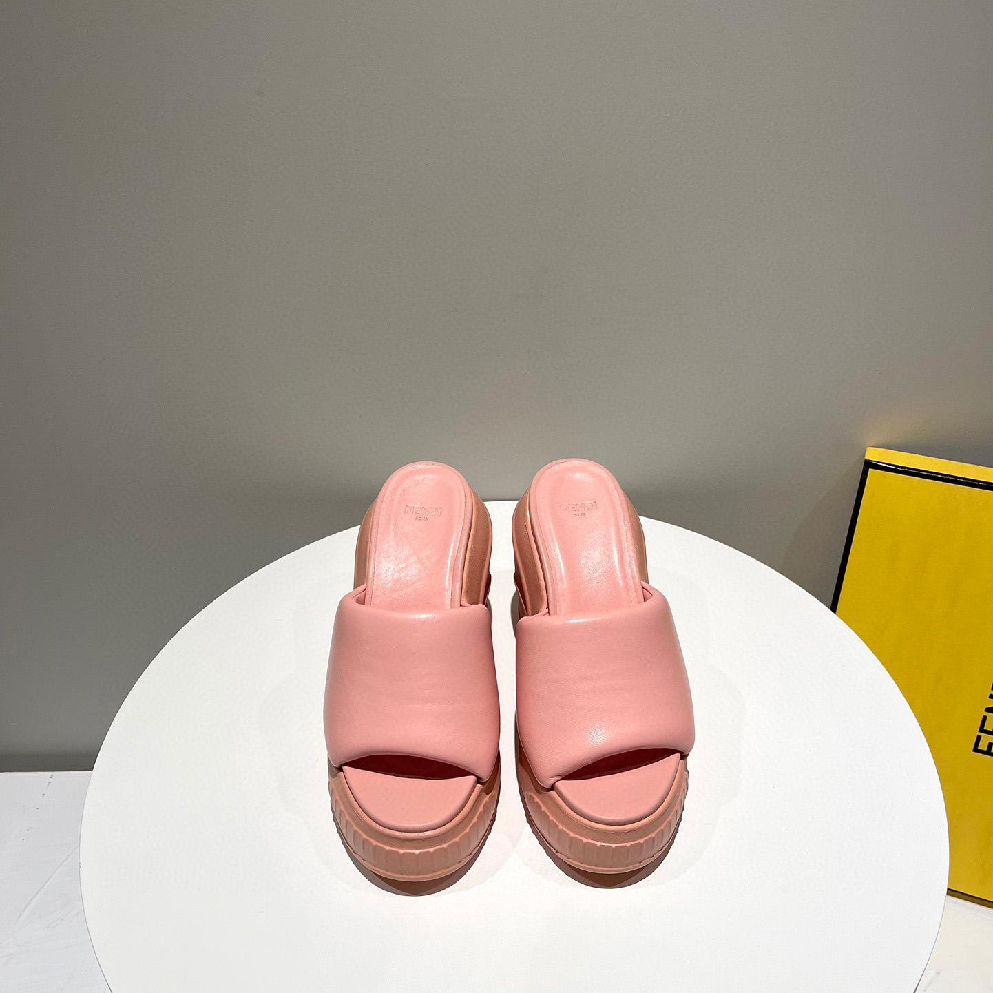 Fendi Fashion Show Pink Nappa Leather Slides - PerfectKickZ