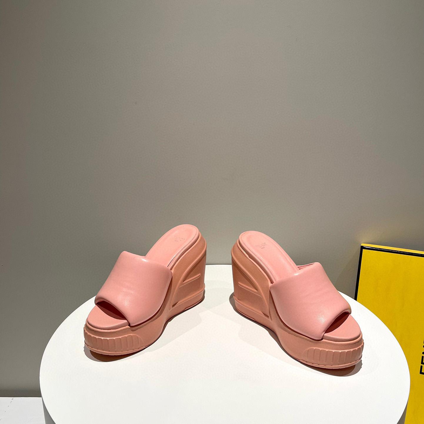 Fendi Fashion Show Pink Nappa Leather Slides - PerfectKickZ