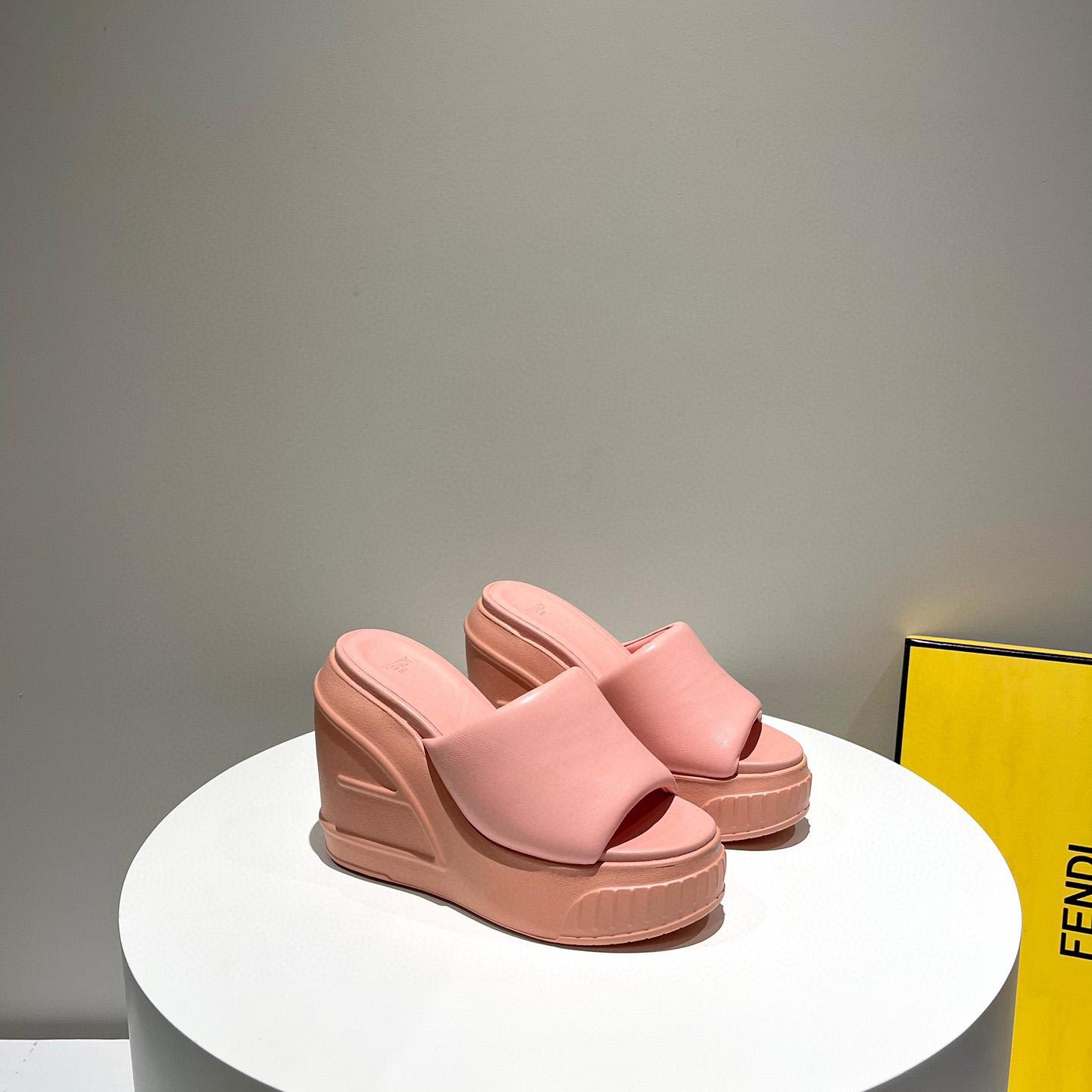 Fendi Fashion Show Pink Nappa Leather Slides - PerfectKickZ