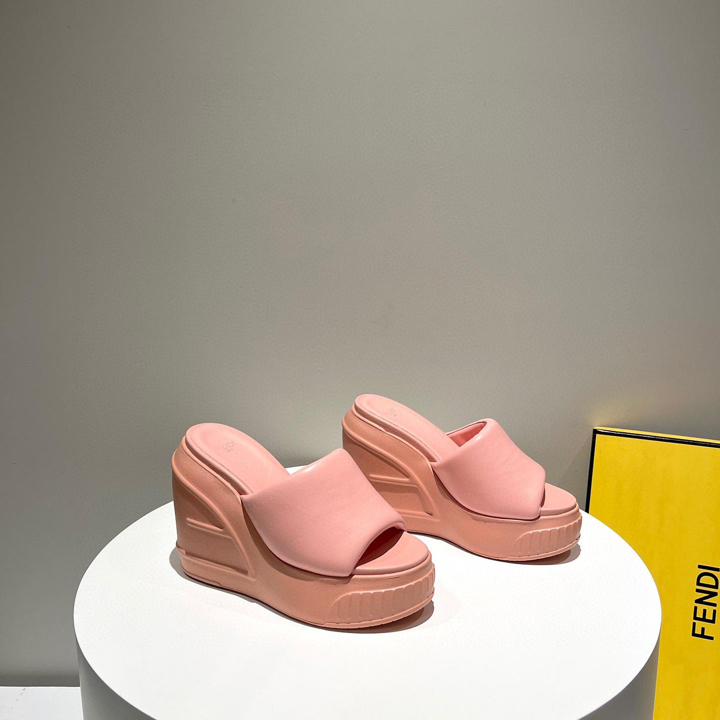 Fendi Fashion Show Pink Nappa Leather Slides - PerfectKickZ