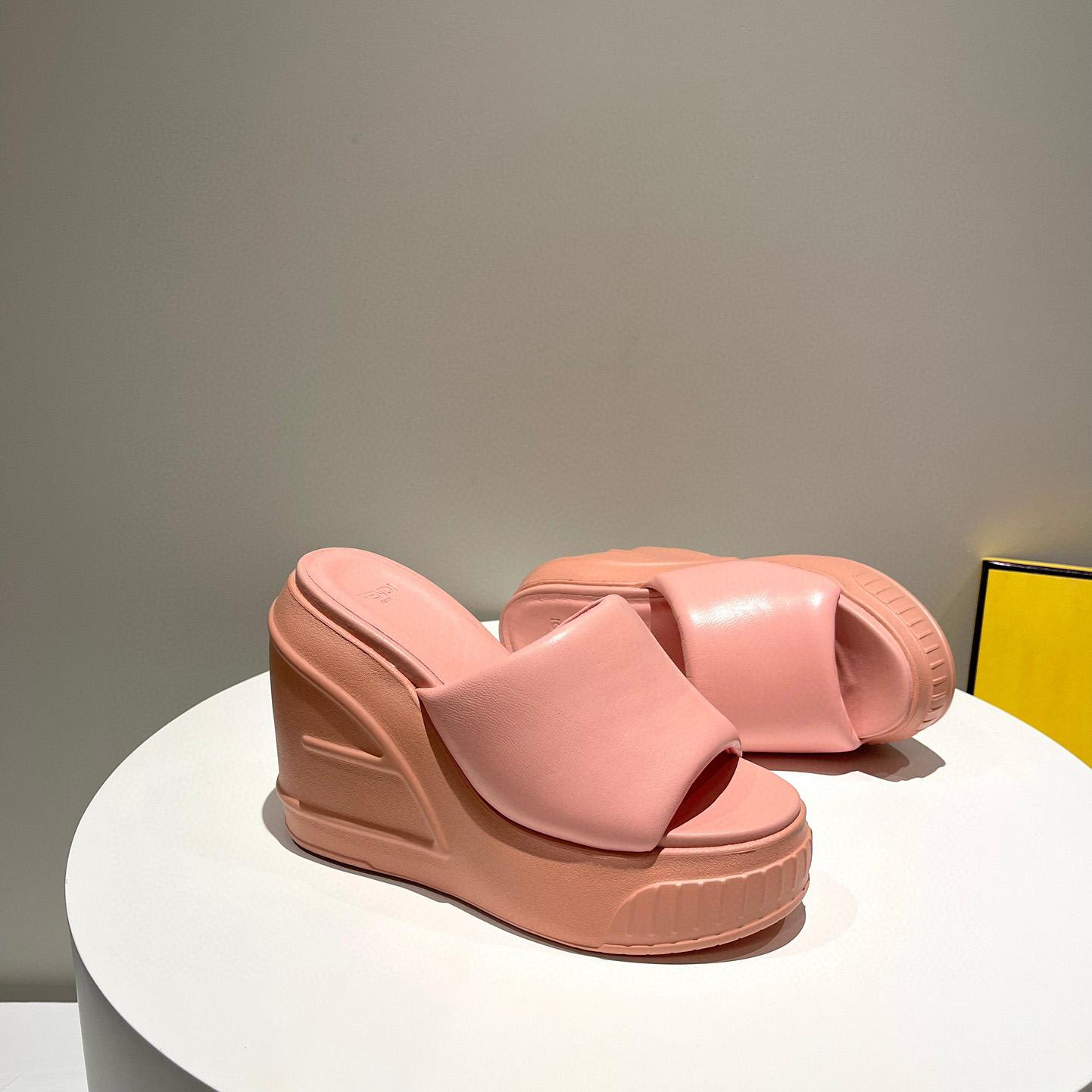 Fendi Fashion Show Pink Nappa Leather Slides - PerfectKickZ