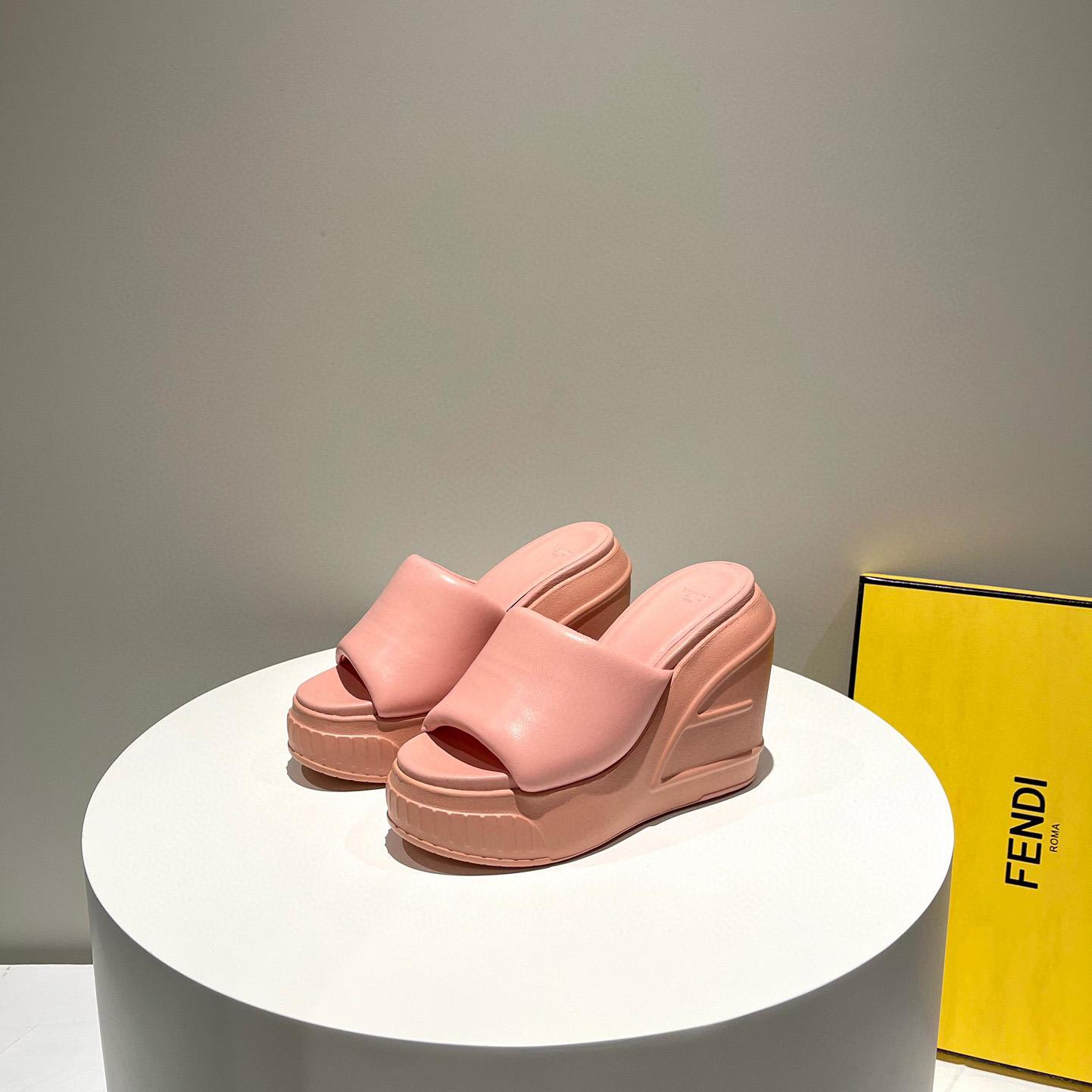 Fendi Fashion Show Pink Nappa Leather Slides - PerfectKickZ