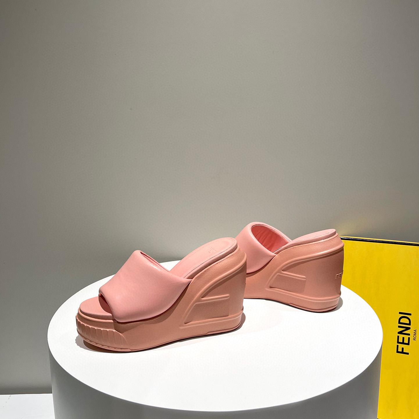 Fendi Fashion Show Pink Nappa Leather Slides - PerfectKickZ