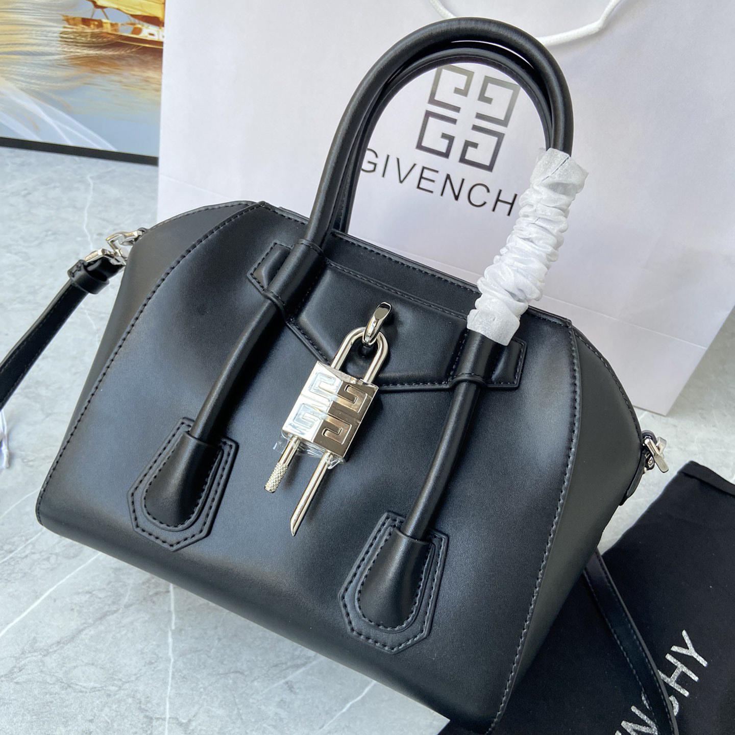 Givenchy Mini Antigona Lock Bag In Box Leather (23*27*13cm) - PerfectKickZ