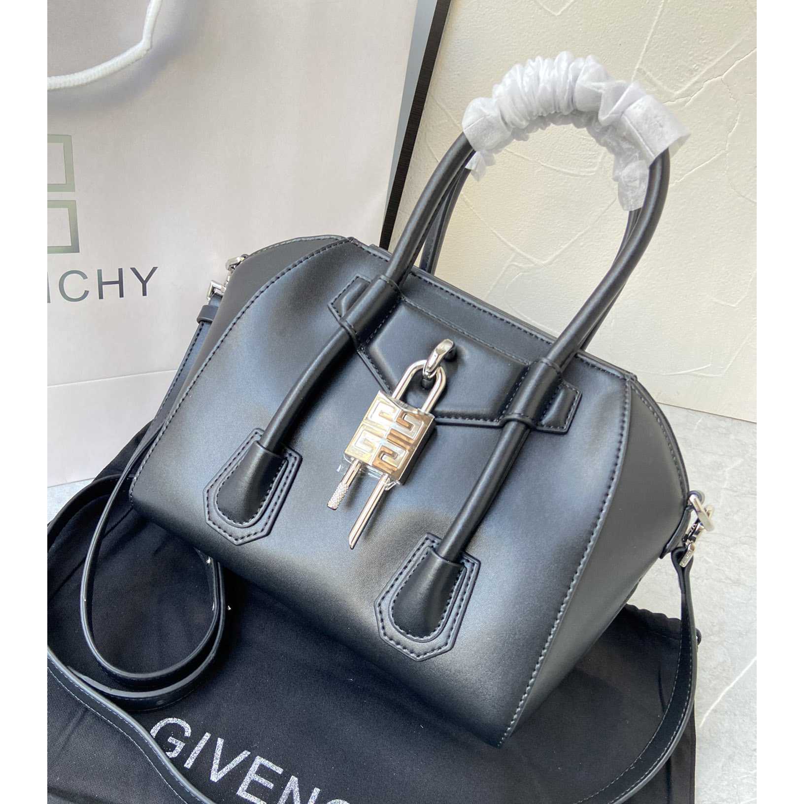 Givenchy Mini Antigona Lock Bag In Box Leather (23*27*13cm) - PerfectKickZ