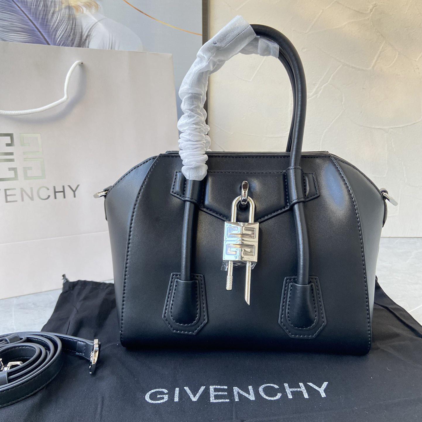 Givenchy Mini Antigona Lock Bag In Box Leather (23*27*13cm) - PerfectKickZ