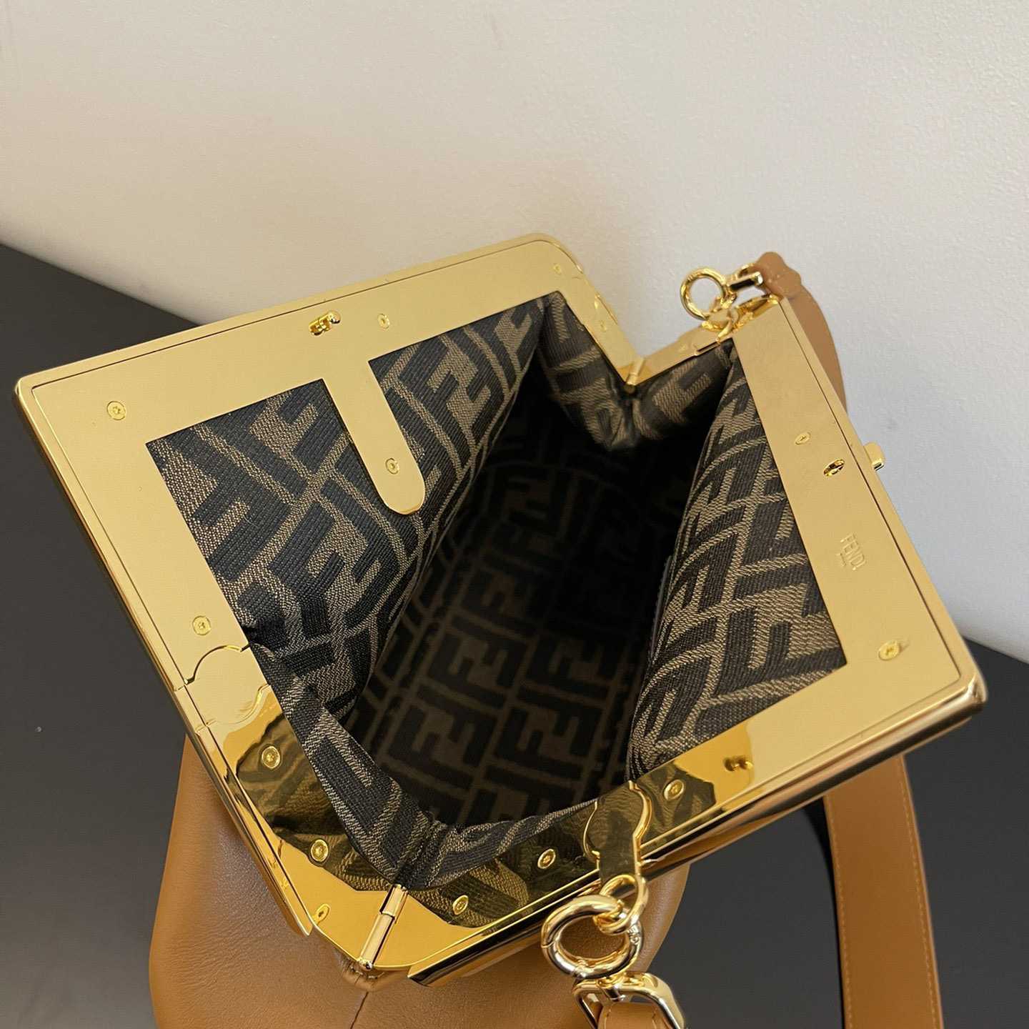 Fendi First Medium Brown Leather Bag - PerfectKickZ
