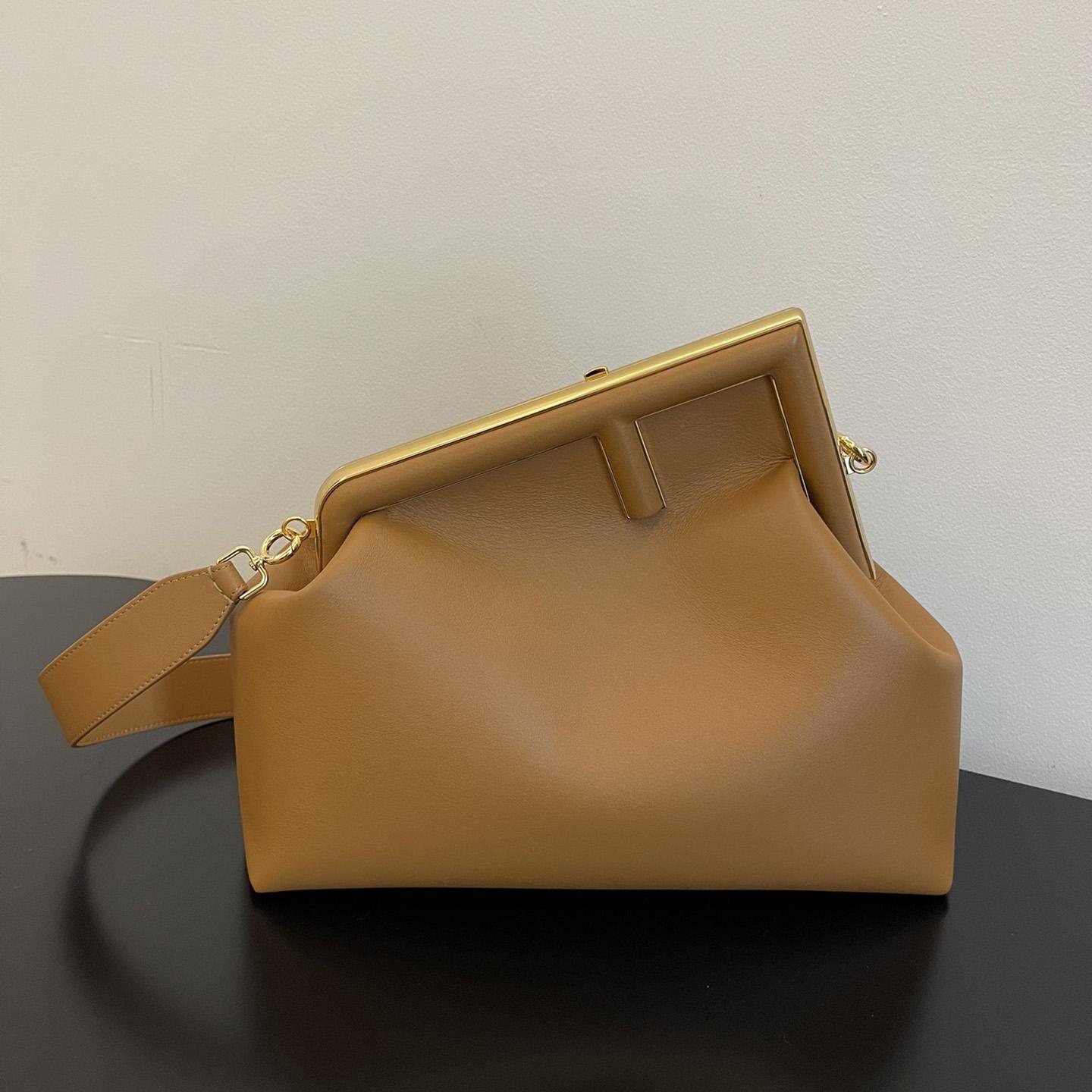 Fendi First Medium Brown Leather Bag - PerfectKickZ