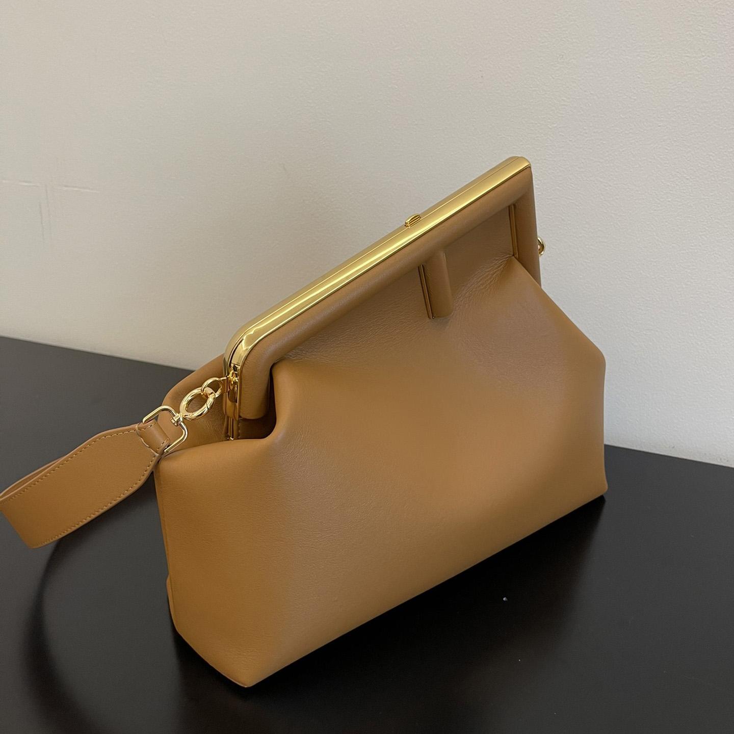 Fendi First Medium Brown Leather Bag - PerfectKickZ