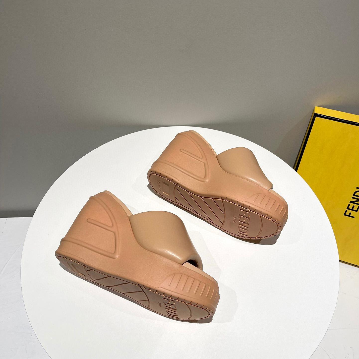 Fendi Fashion Show Beige Nappa Leather Slides - PerfectKickZ