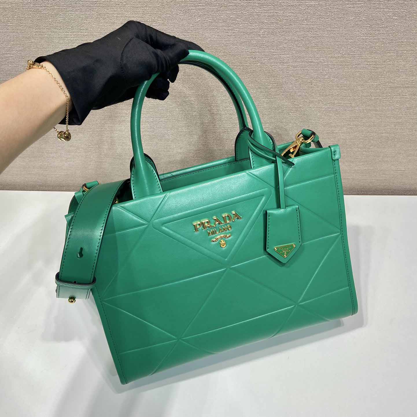 Prada Small Leather Prada Symbole Bag With Topstitching - PerfectKickZ