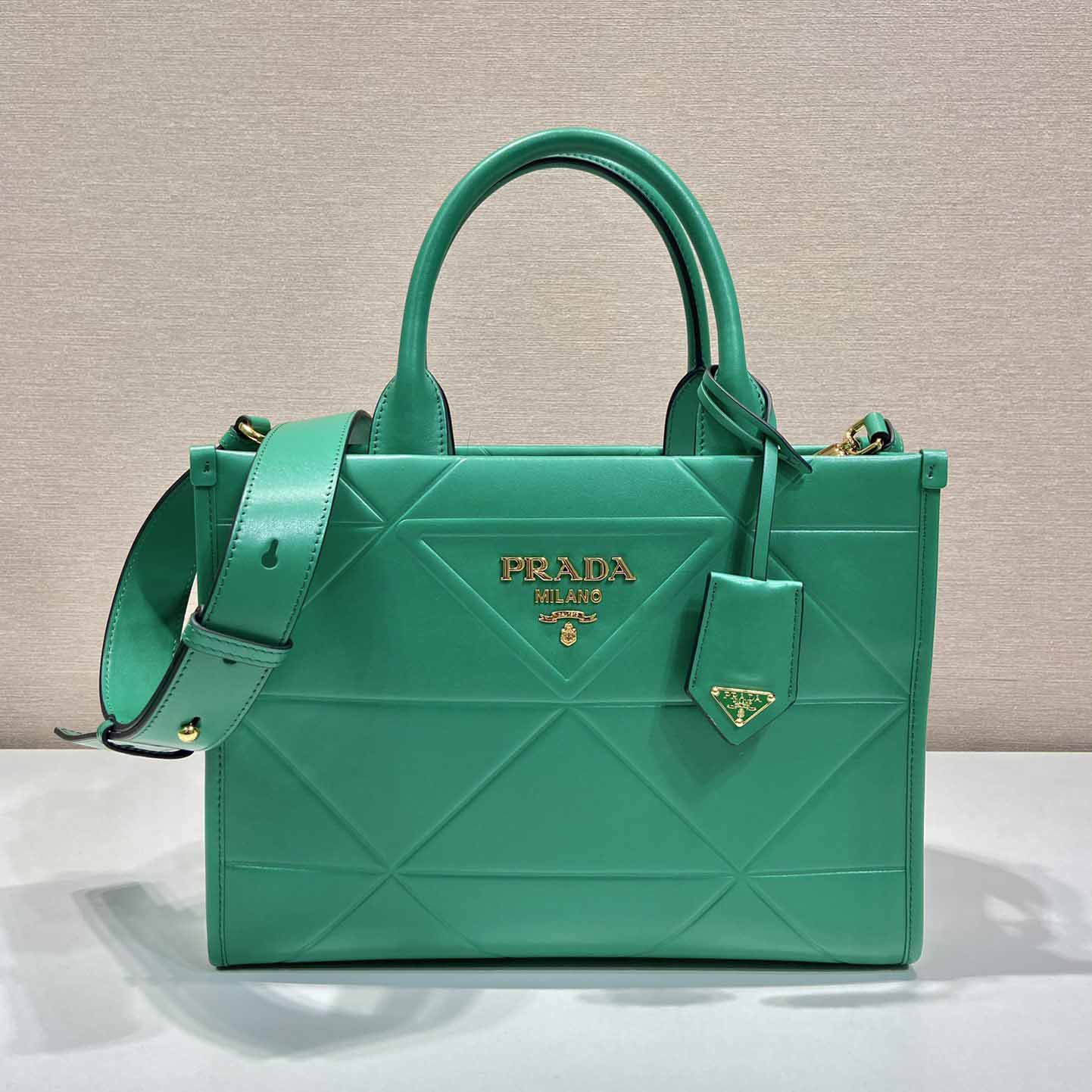 Prada Small Leather Prada Symbole Bag With Topstitching - PerfectKickZ