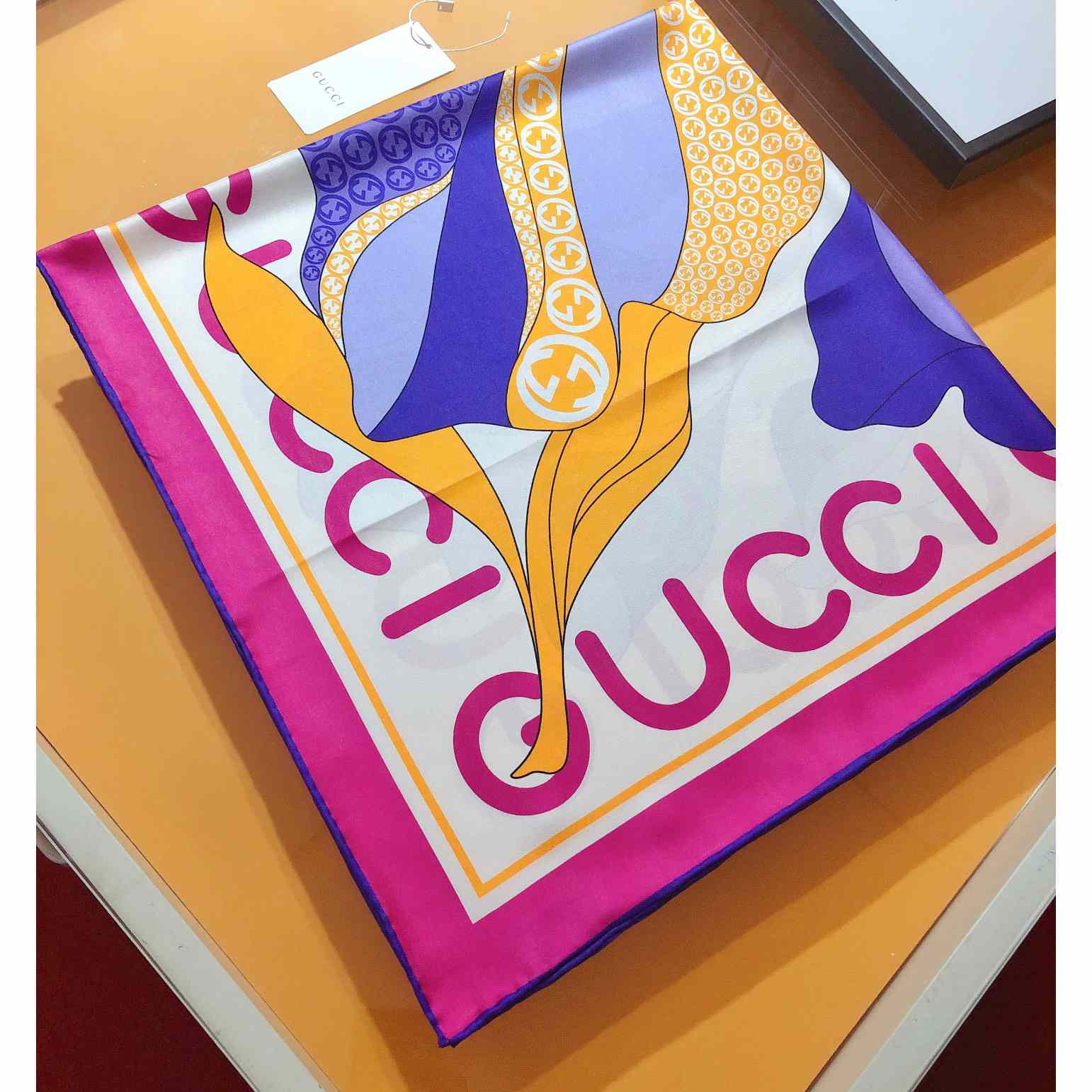 Gucci Maxi Flower Print Silk Scarf - PerfectKickZ