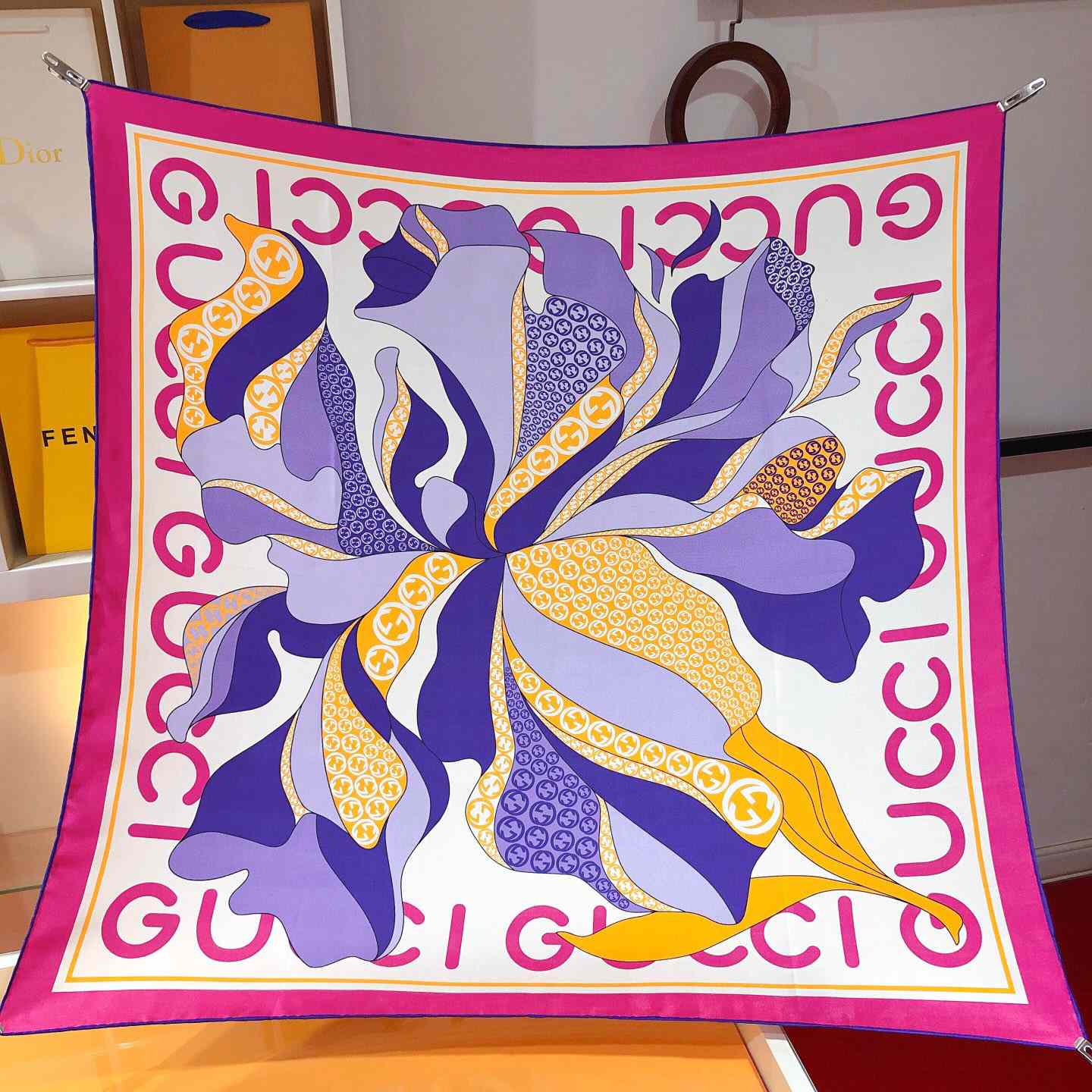 Gucci Maxi Flower Print Silk Scarf - PerfectKickZ