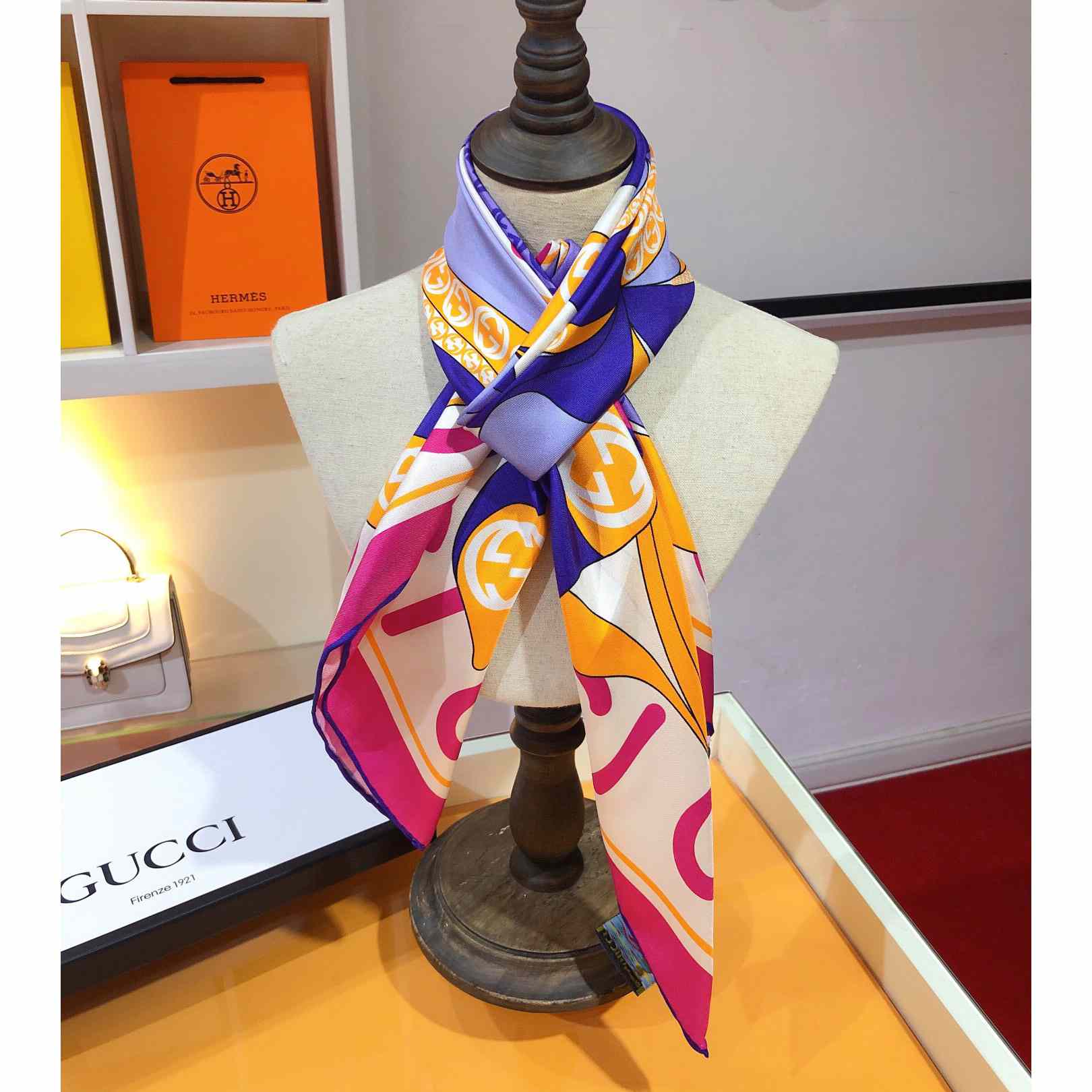 Gucci Maxi Flower Print Silk Scarf - PerfectKickZ