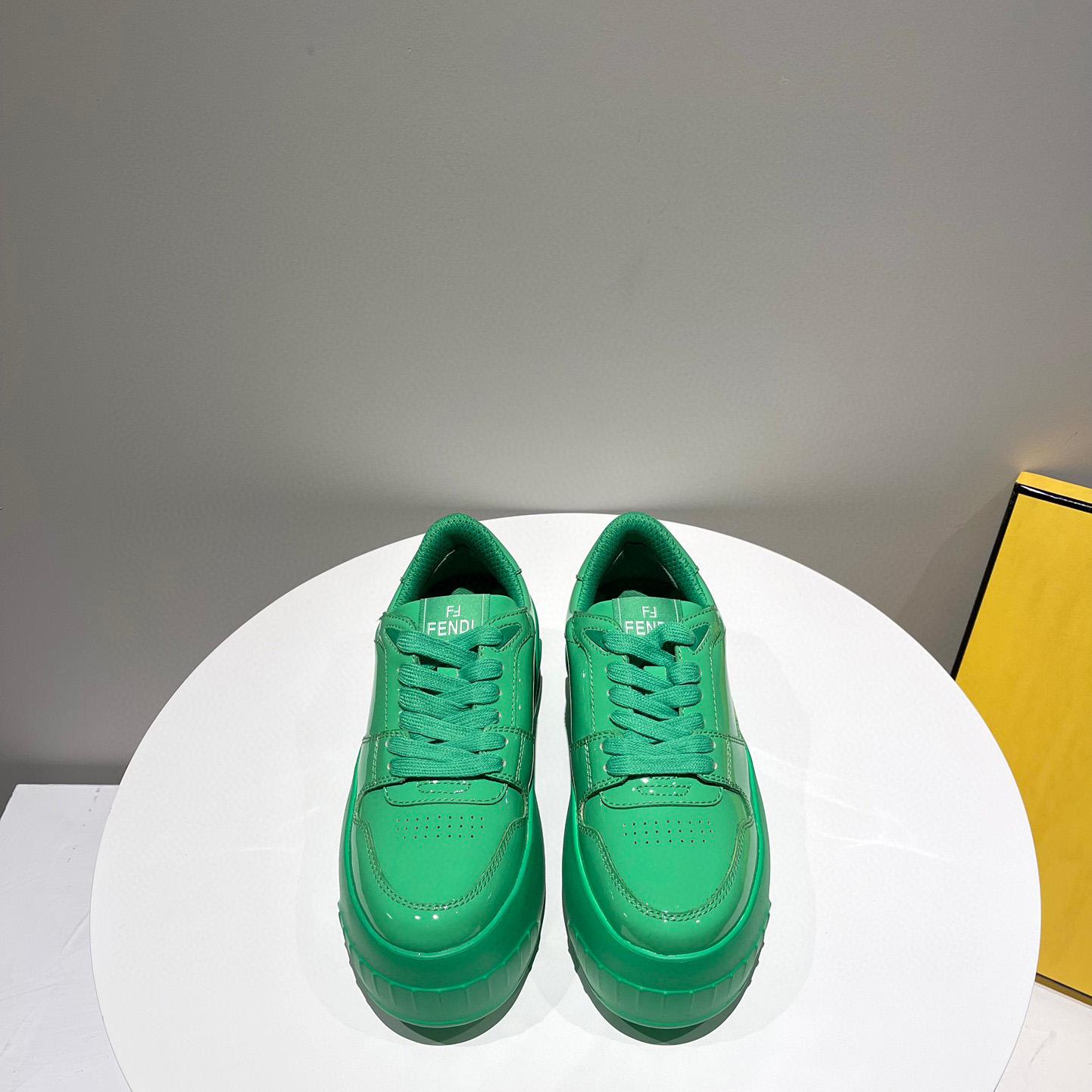 Fendi Fashion Show Green Leather Low-Tops Sneaker  - PerfectKickZ