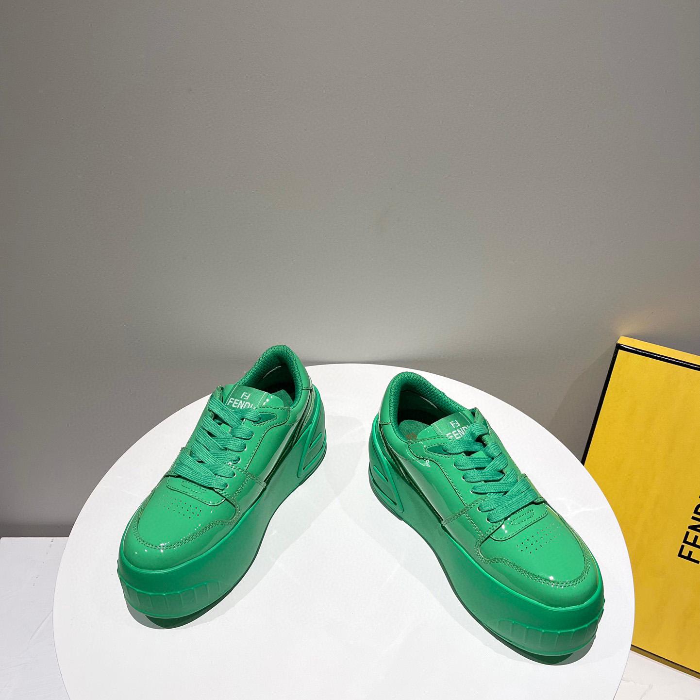 Fendi Fashion Show Green Leather Low-Tops Sneaker  - PerfectKickZ