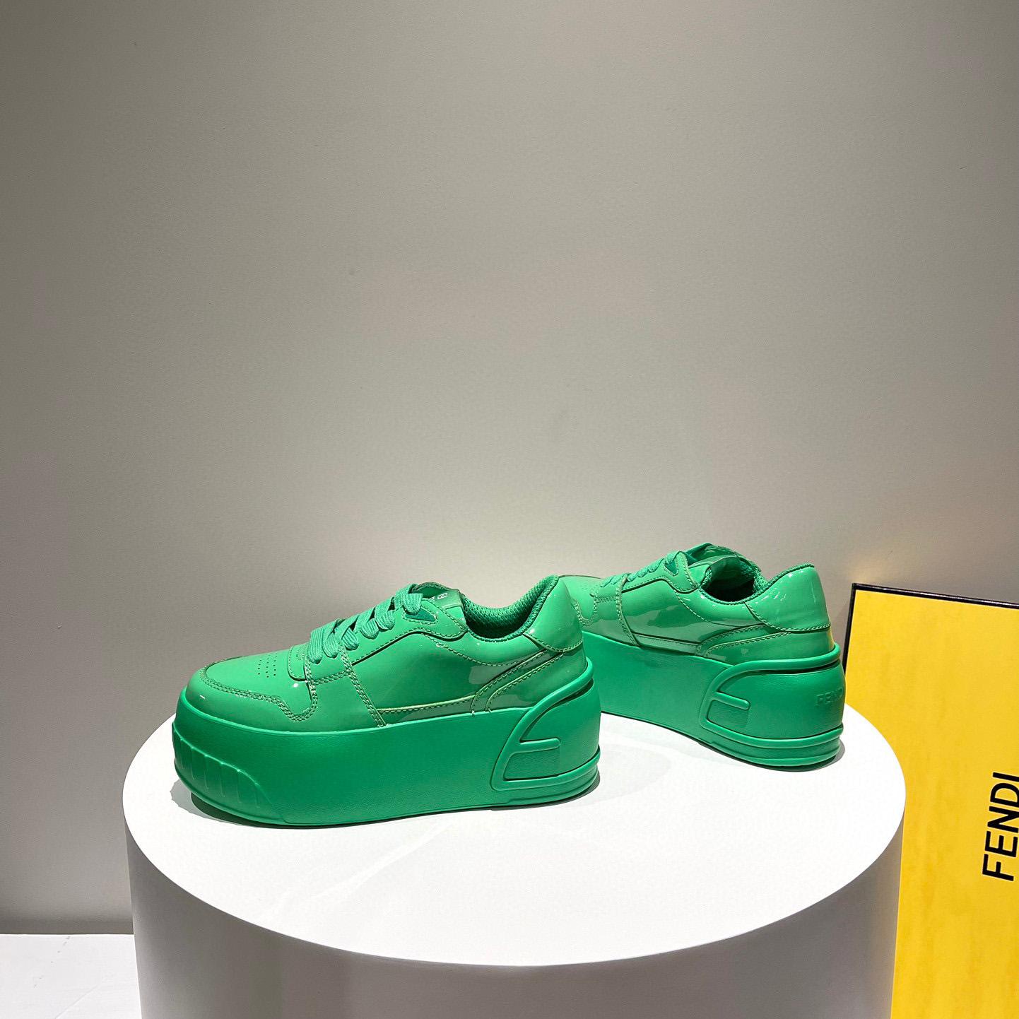 Fendi Fashion Show Green Leather Low-Tops Sneaker  - PerfectKickZ