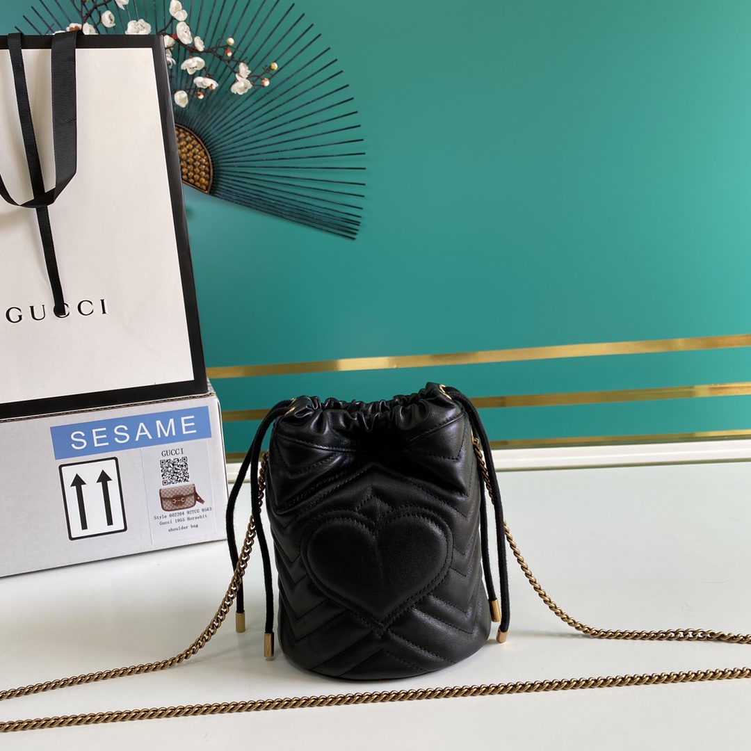 Gucci GG Marmont Mini Bucket Bag(19-17cm) - PerfectKickZ